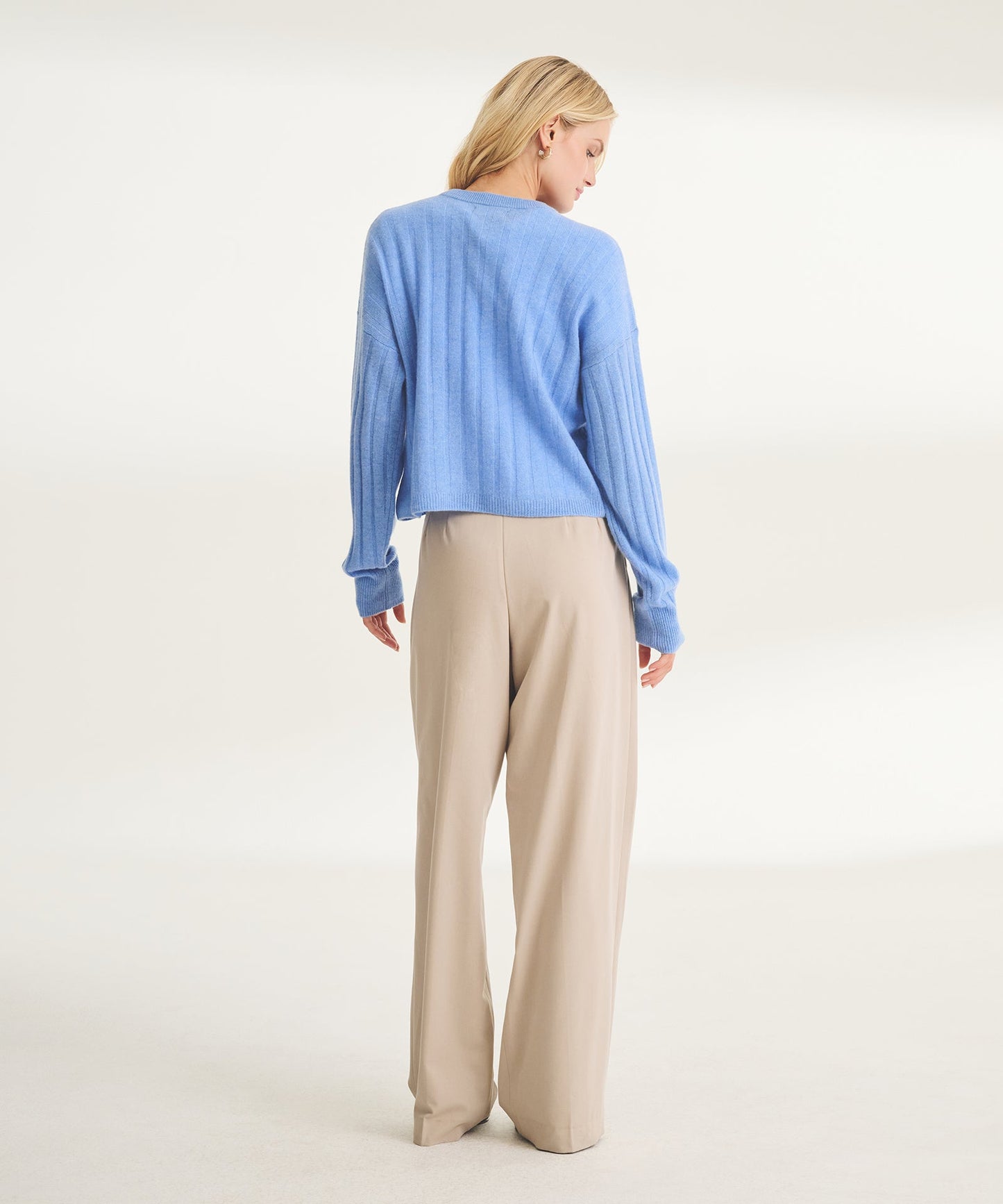Lightweight Cashmere Ribbed Cropped Sweater