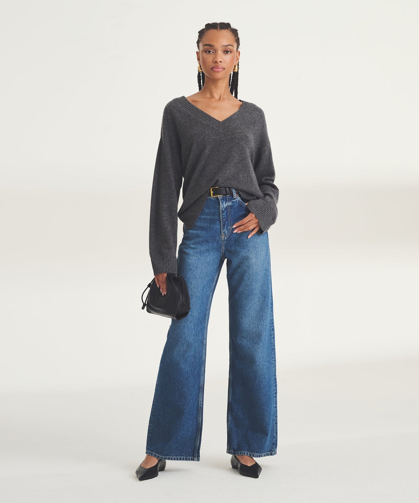 Signature Cashmere Wide Sleeve V-Neck Sweater