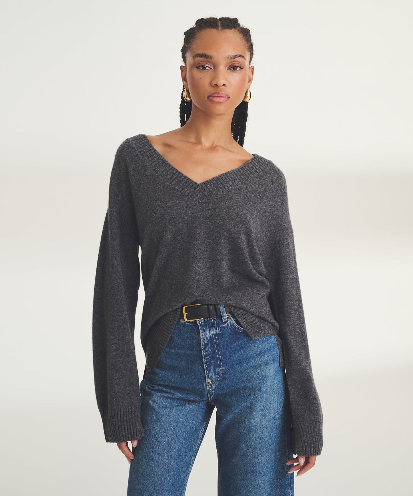 Signature Cashmere Wide Sleeve V-Neck Sweater