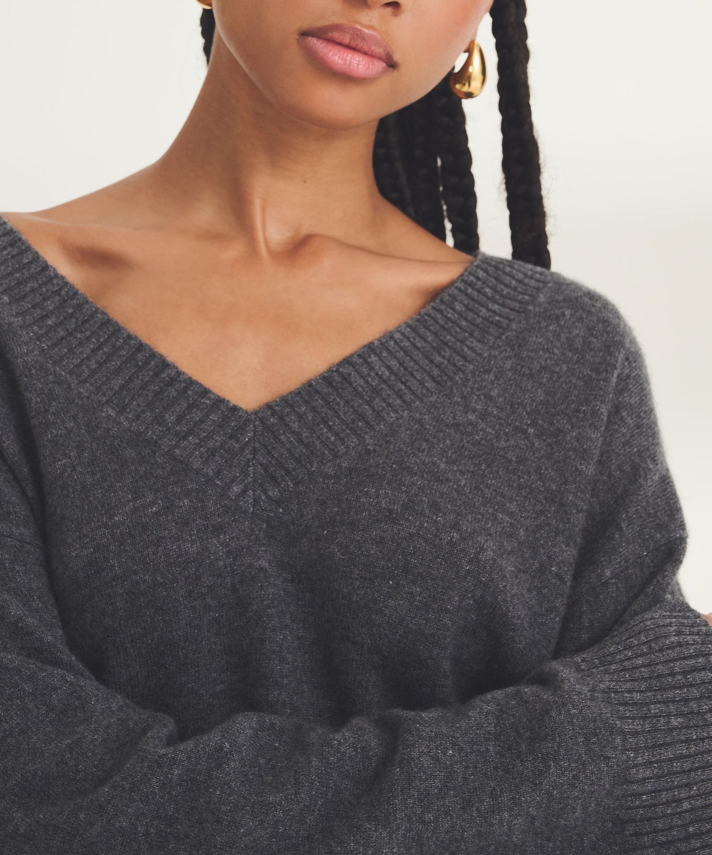 Signature Cashmere Wide Sleeve V-Neck Sweater