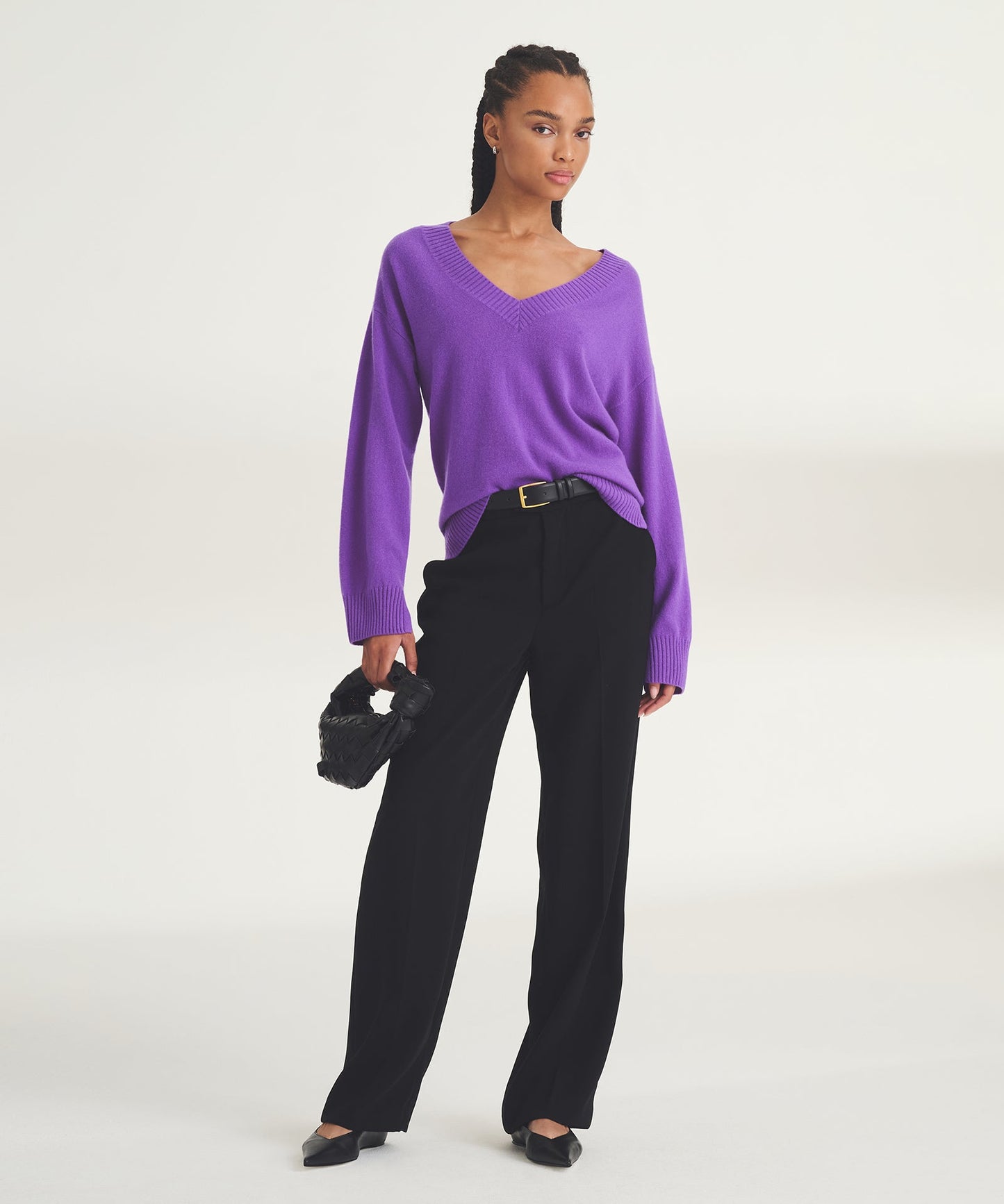 Signature Cashmere Wide Sleeve V-Neck Sweater