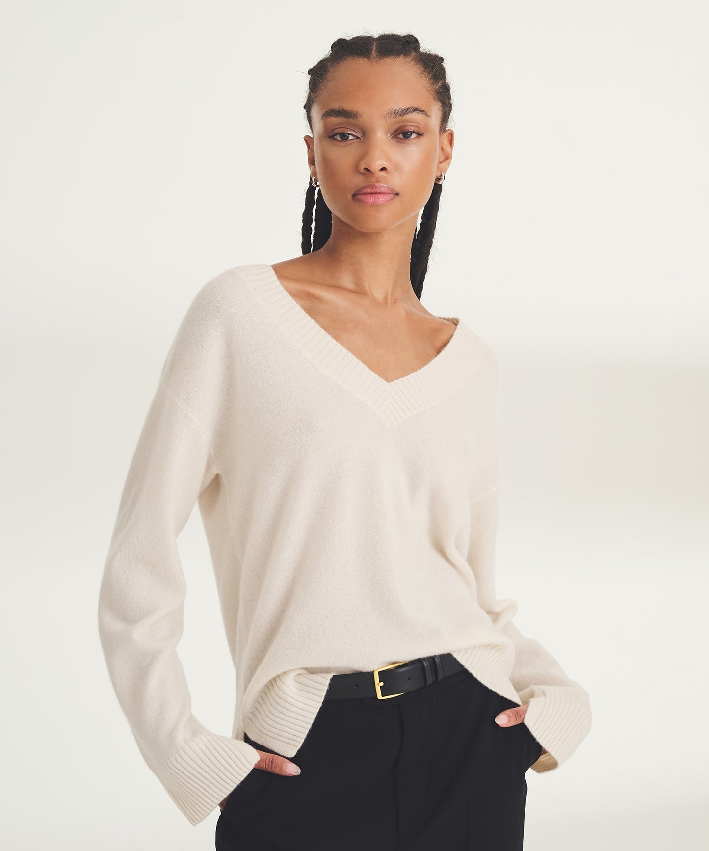 Signature Cashmere Wide Sleeve V-Neck Sweater