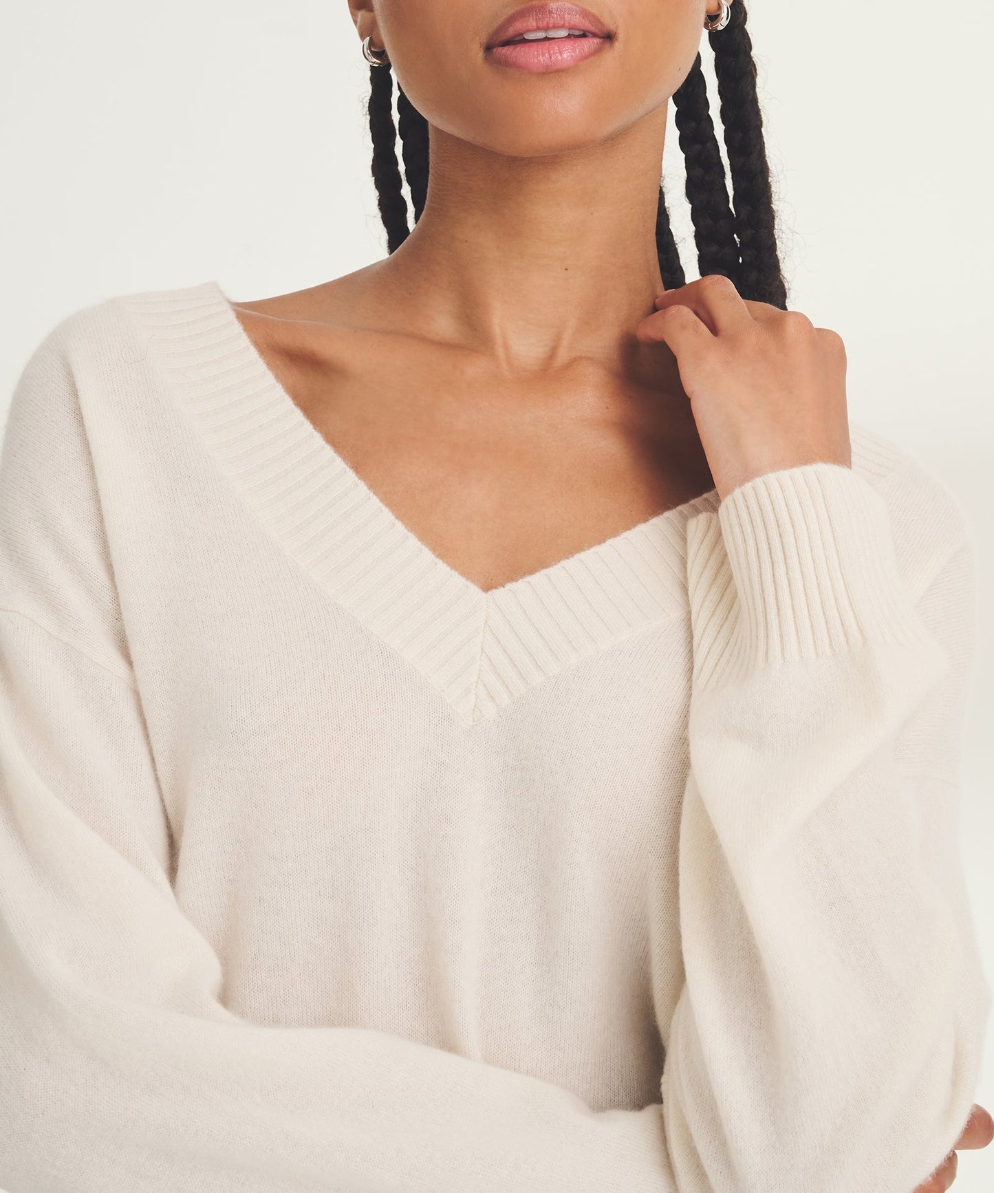 Signature Cashmere Wide Sleeve V-Neck Sweater