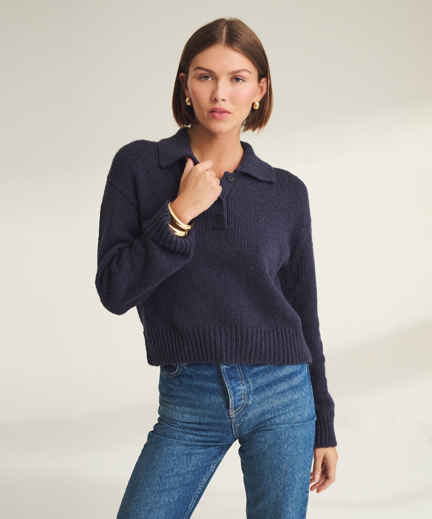 Chunky Cotton Polo Sweater