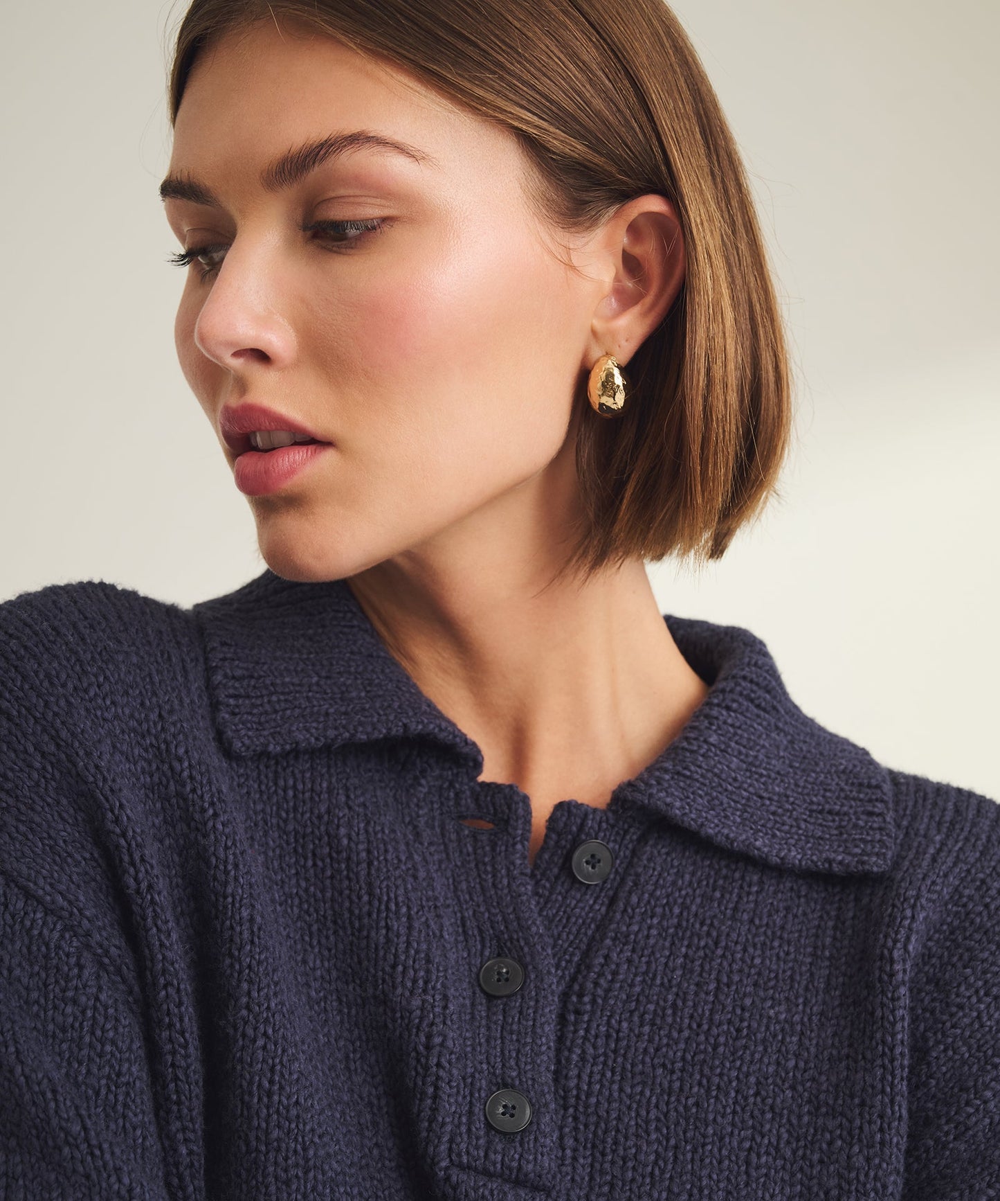 Chunky Cotton Polo Sweater