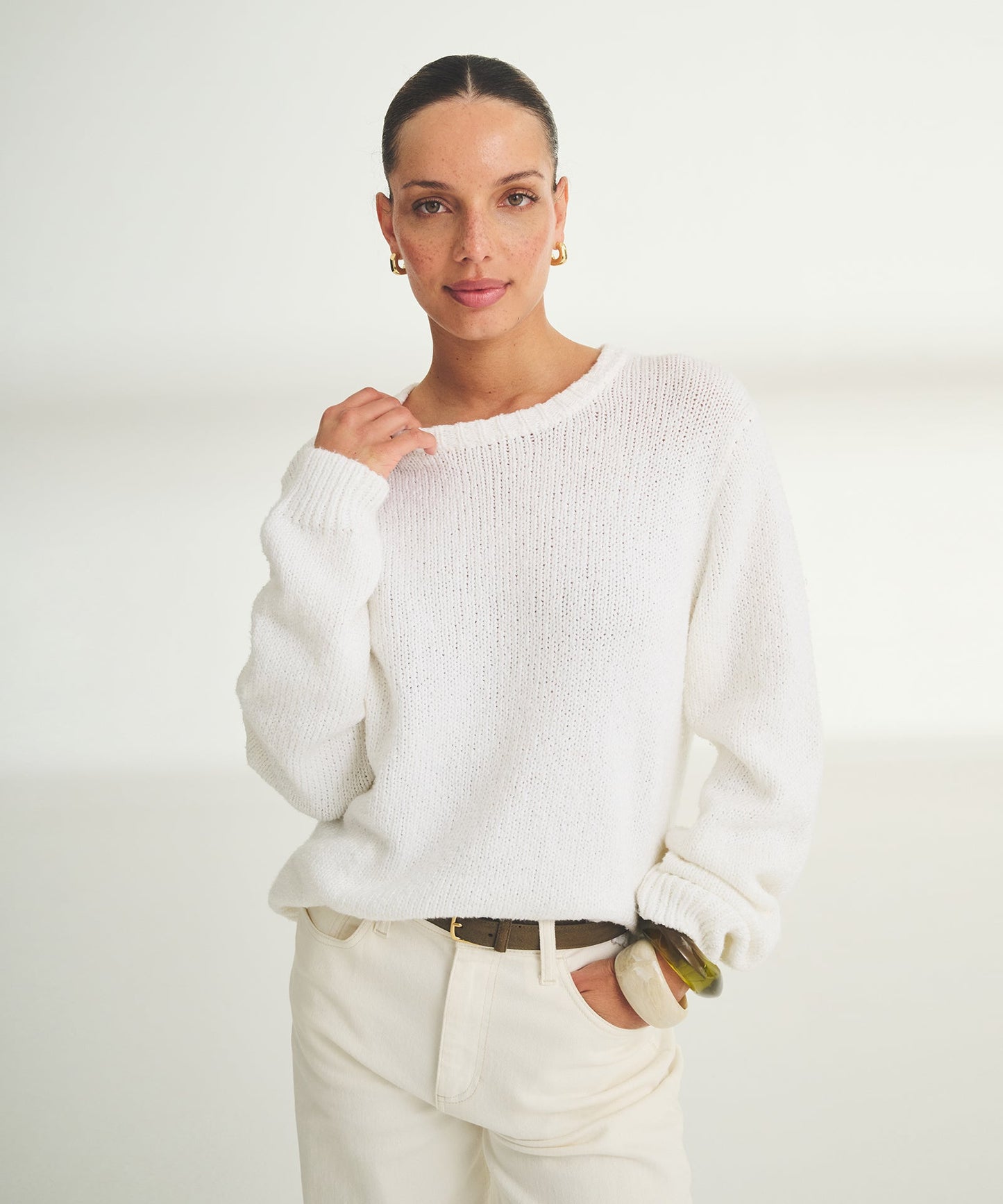 Chunky Cotton Crewneck Sweater
