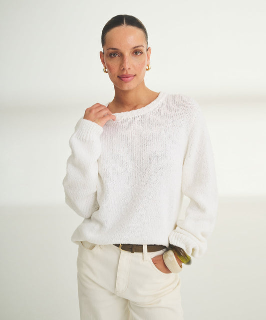 Chunky Cotton Crewneck Sweater