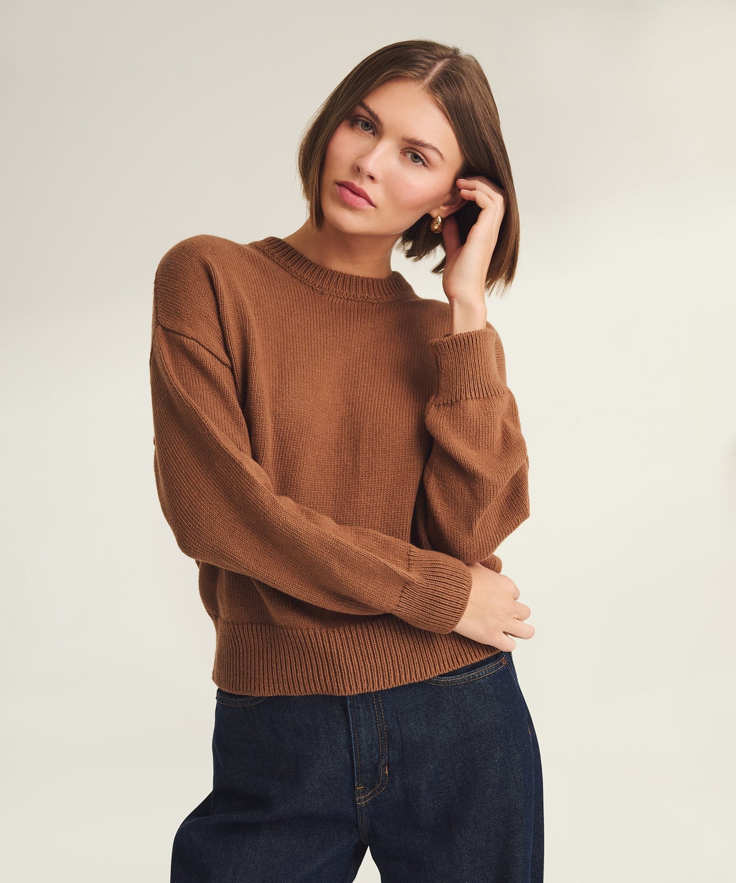 Cotton Relaxed Crewneck Sweater