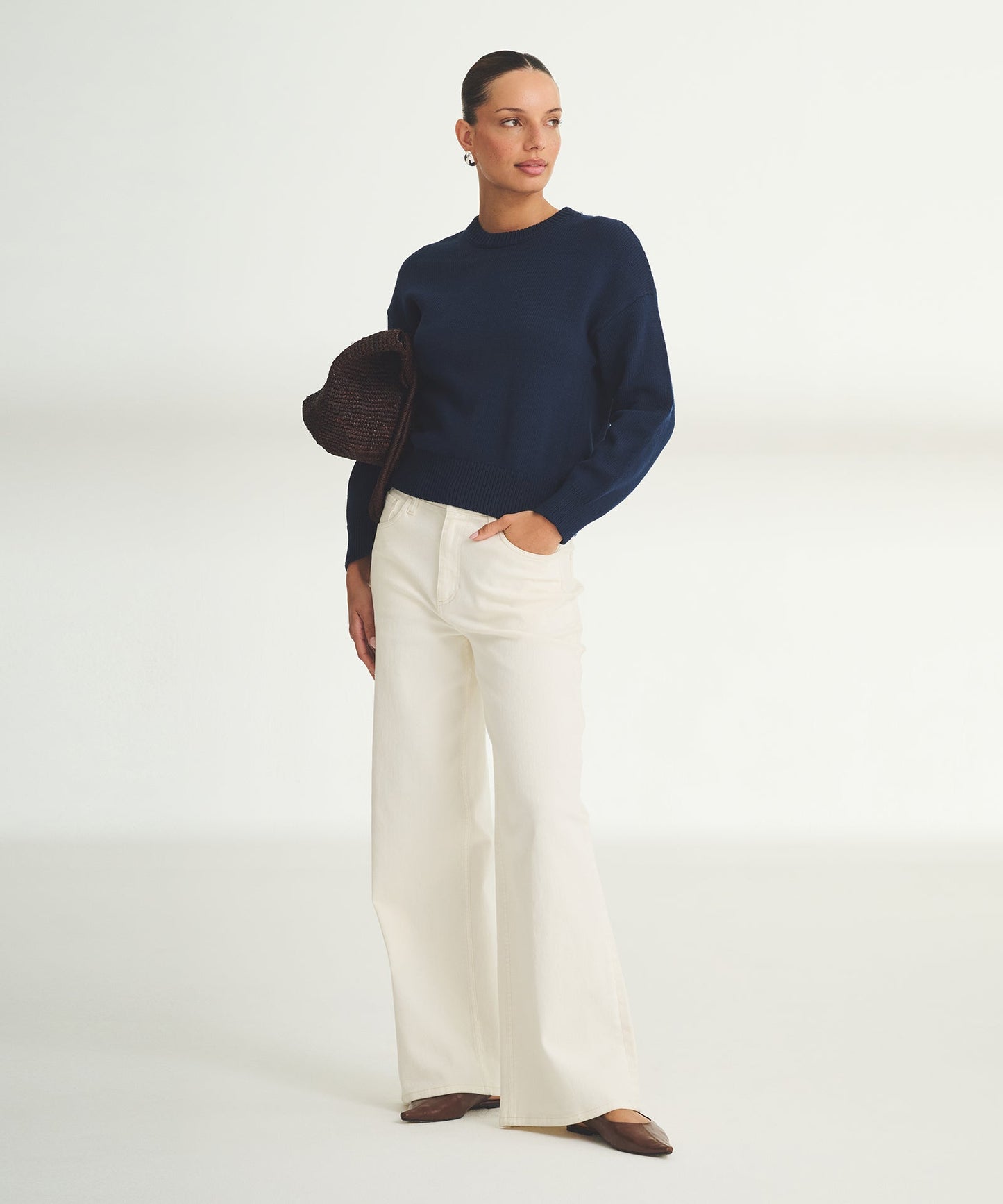 Cotton Relaxed Crewneck Sweater