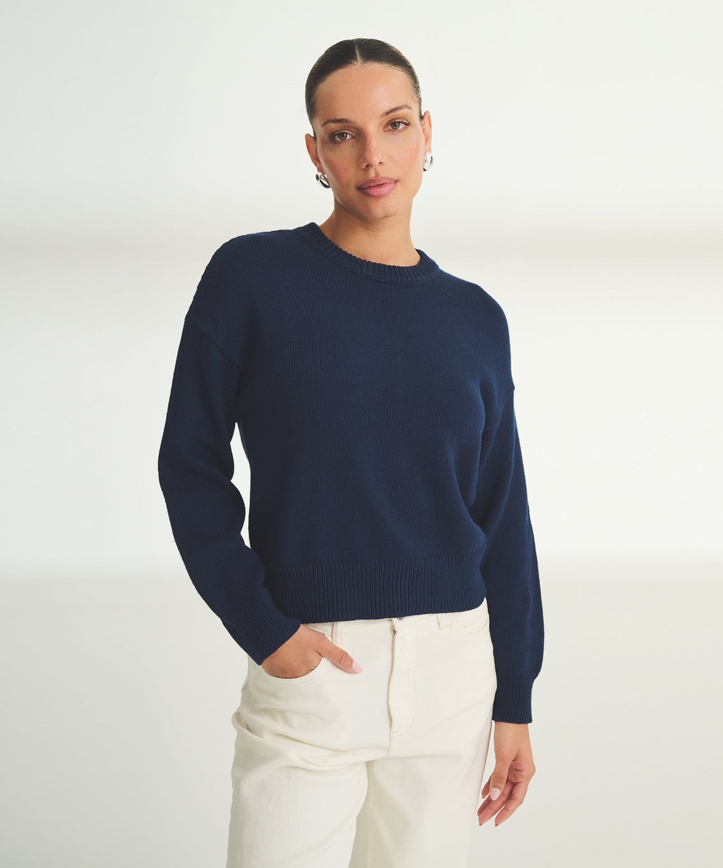 Cotton Relaxed Crewneck Sweater
