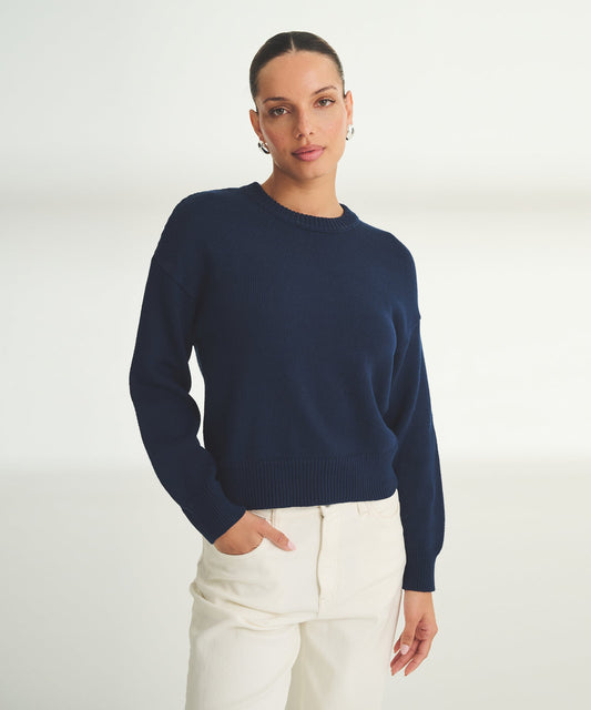 Cotton Relaxed Crewneck Sweater