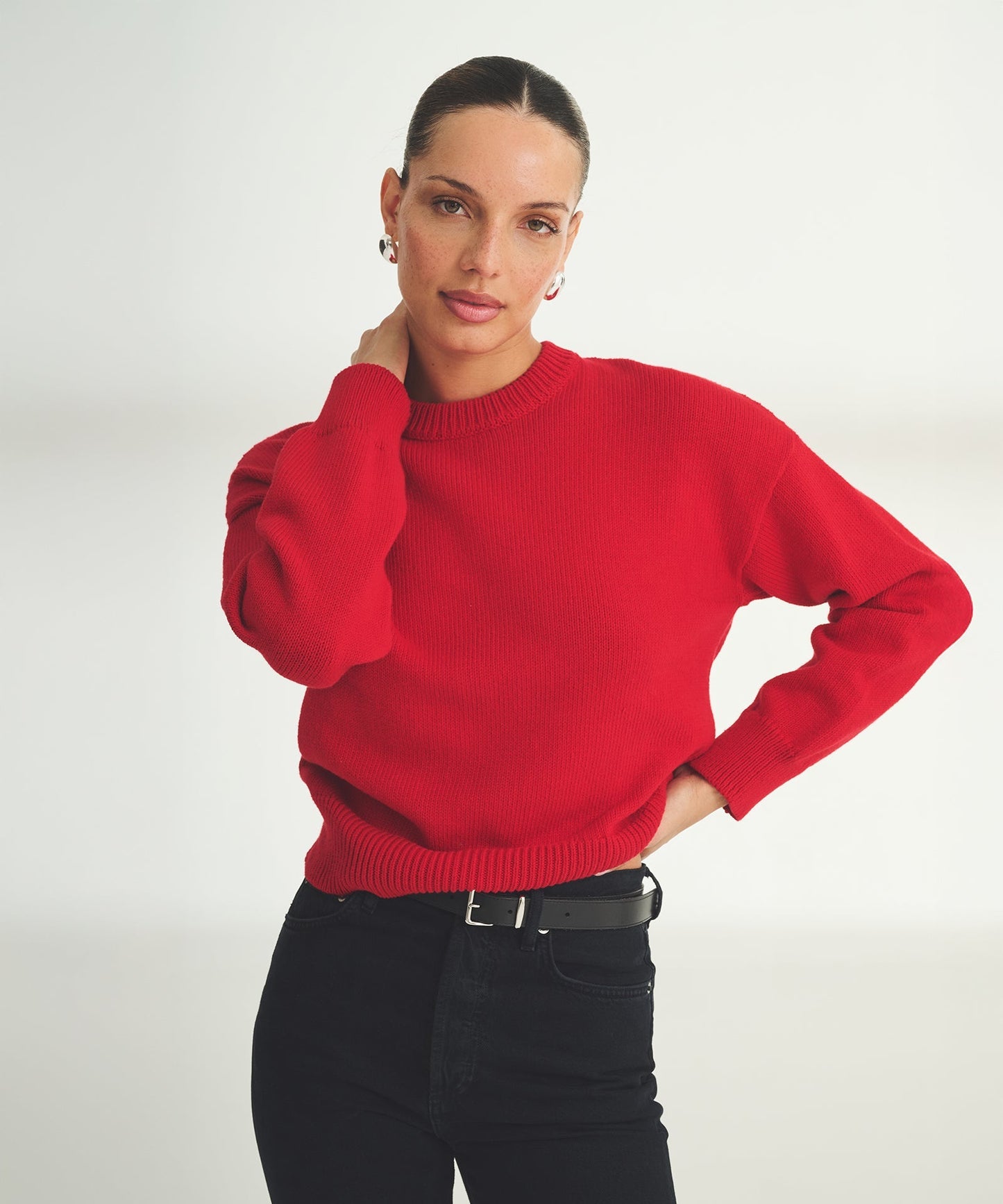 Cotton Relaxed Crewneck Sweater