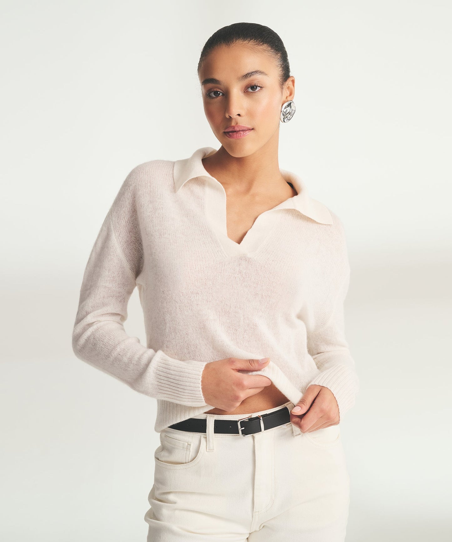Featherweight Cashmere Polo Sweater