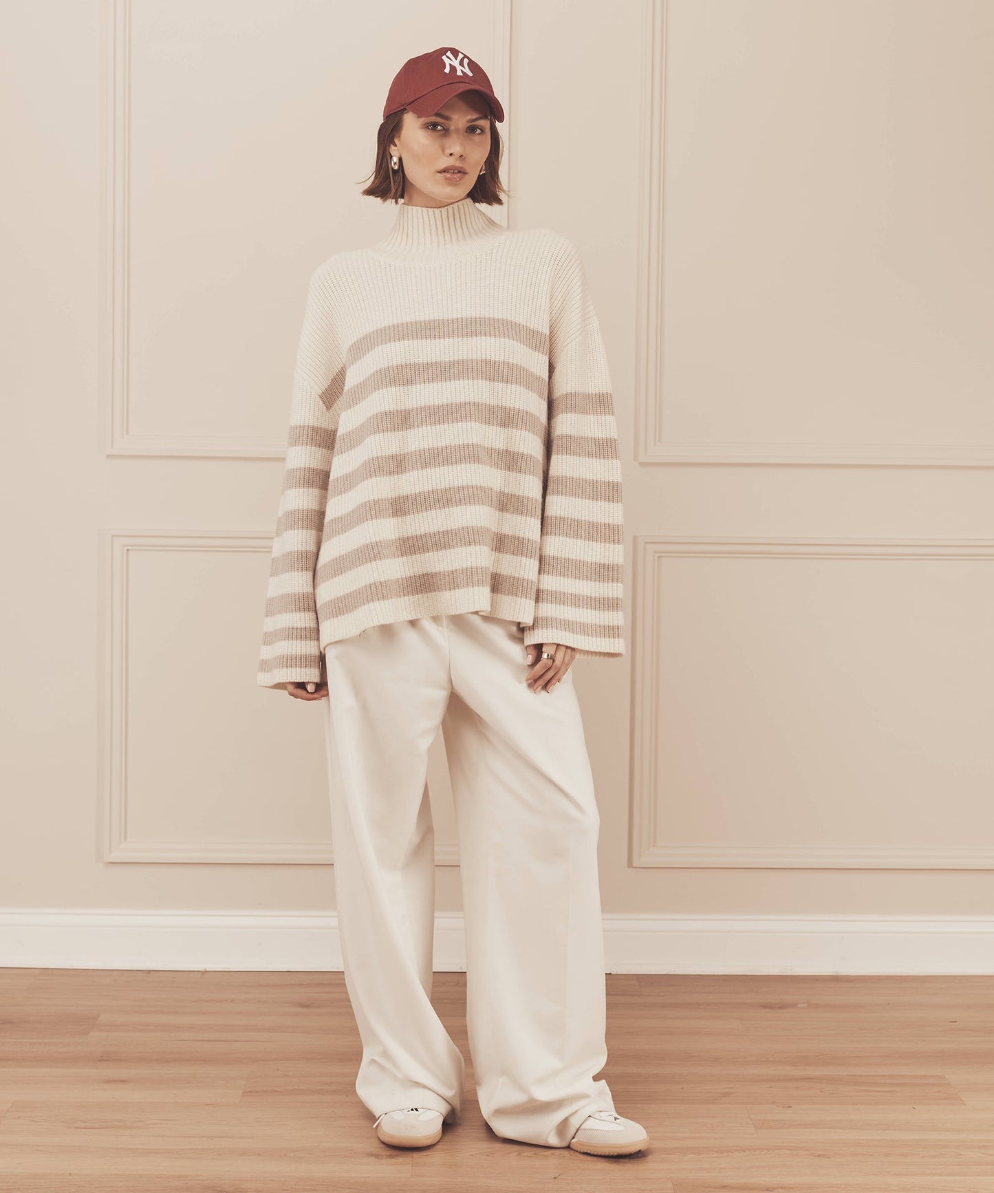 Super Luxe Cashmere Striped Turtleneck