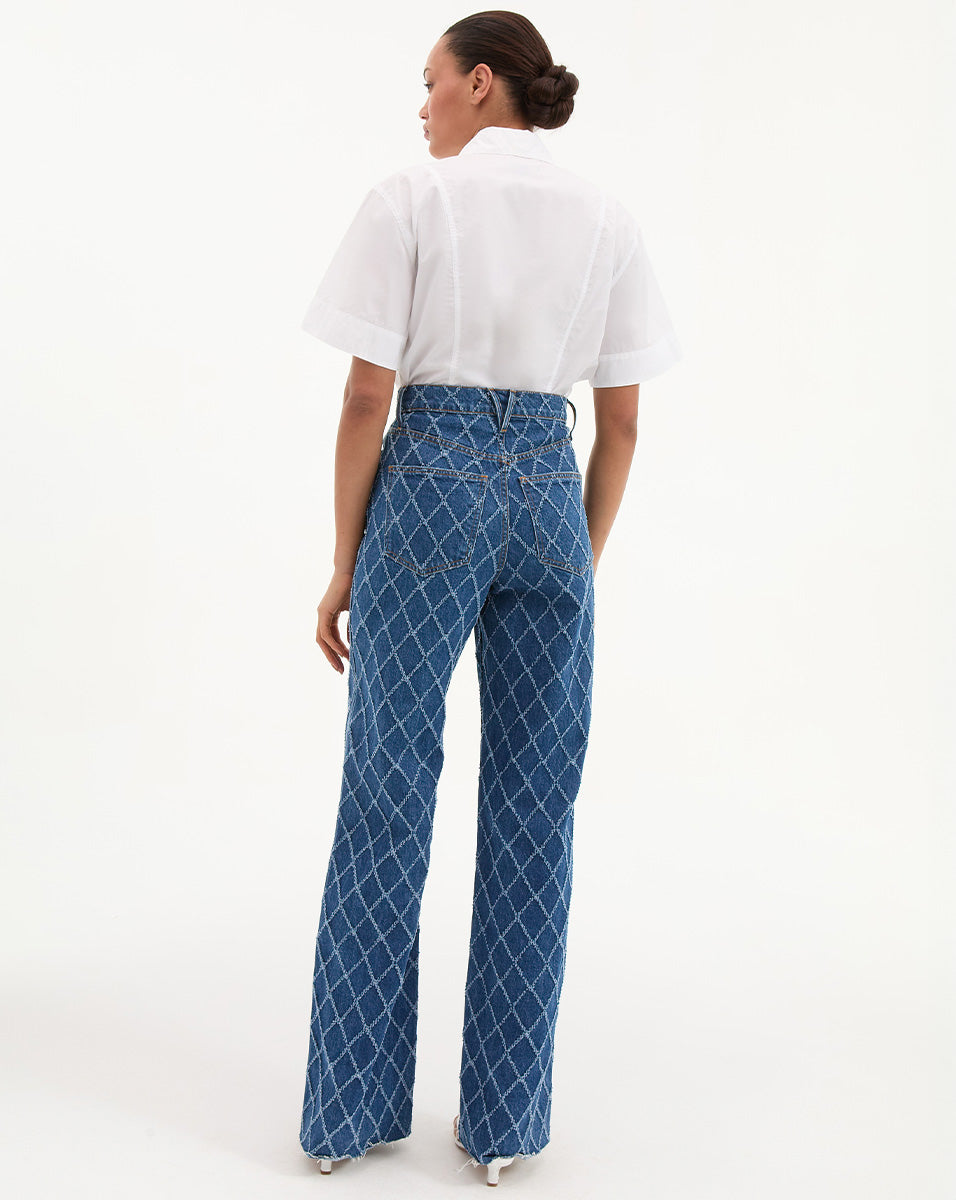 Taylor Diamond Printed Wide-Leg Jean