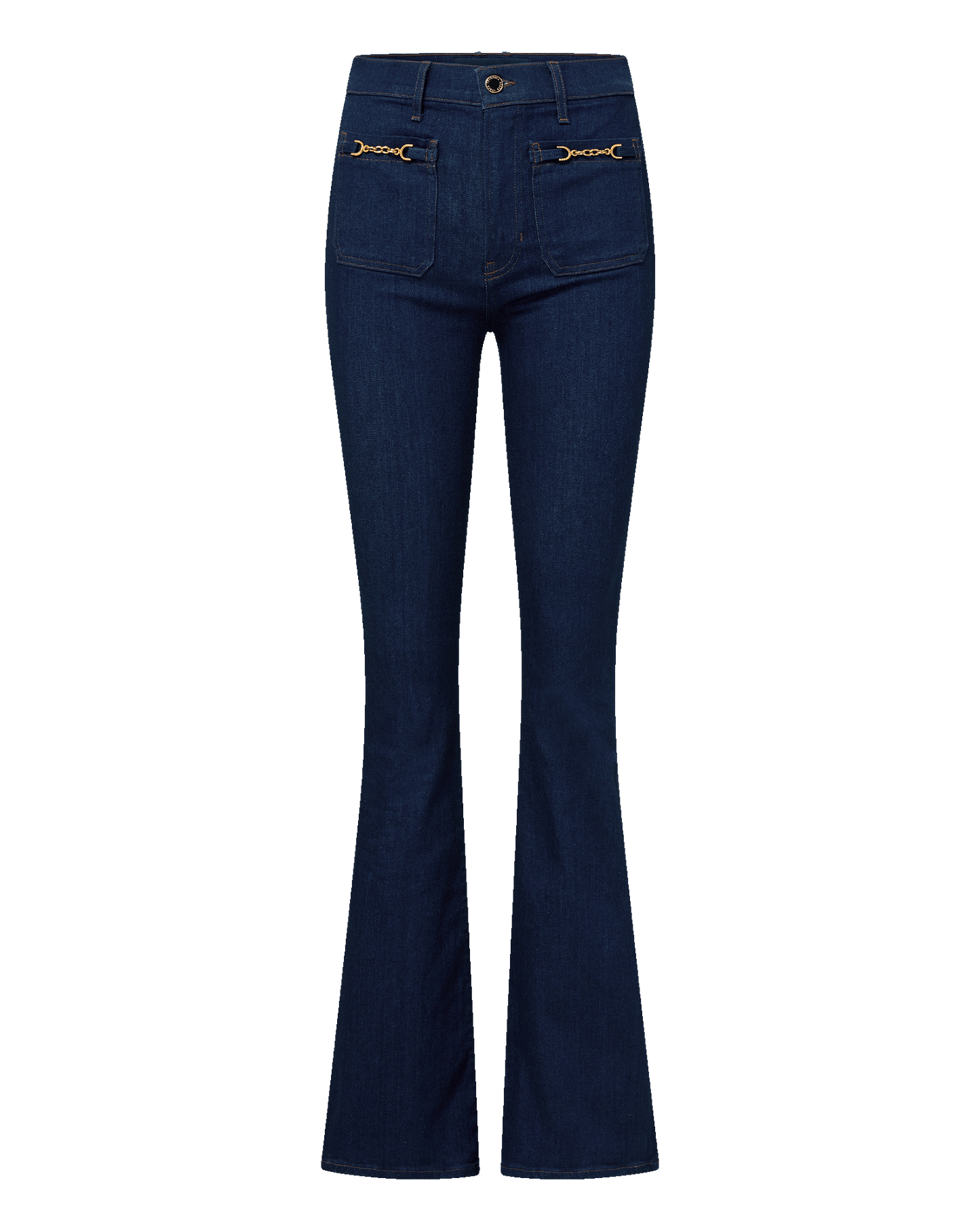 Beverly Chain-Pocket Skinny-Flare Jean