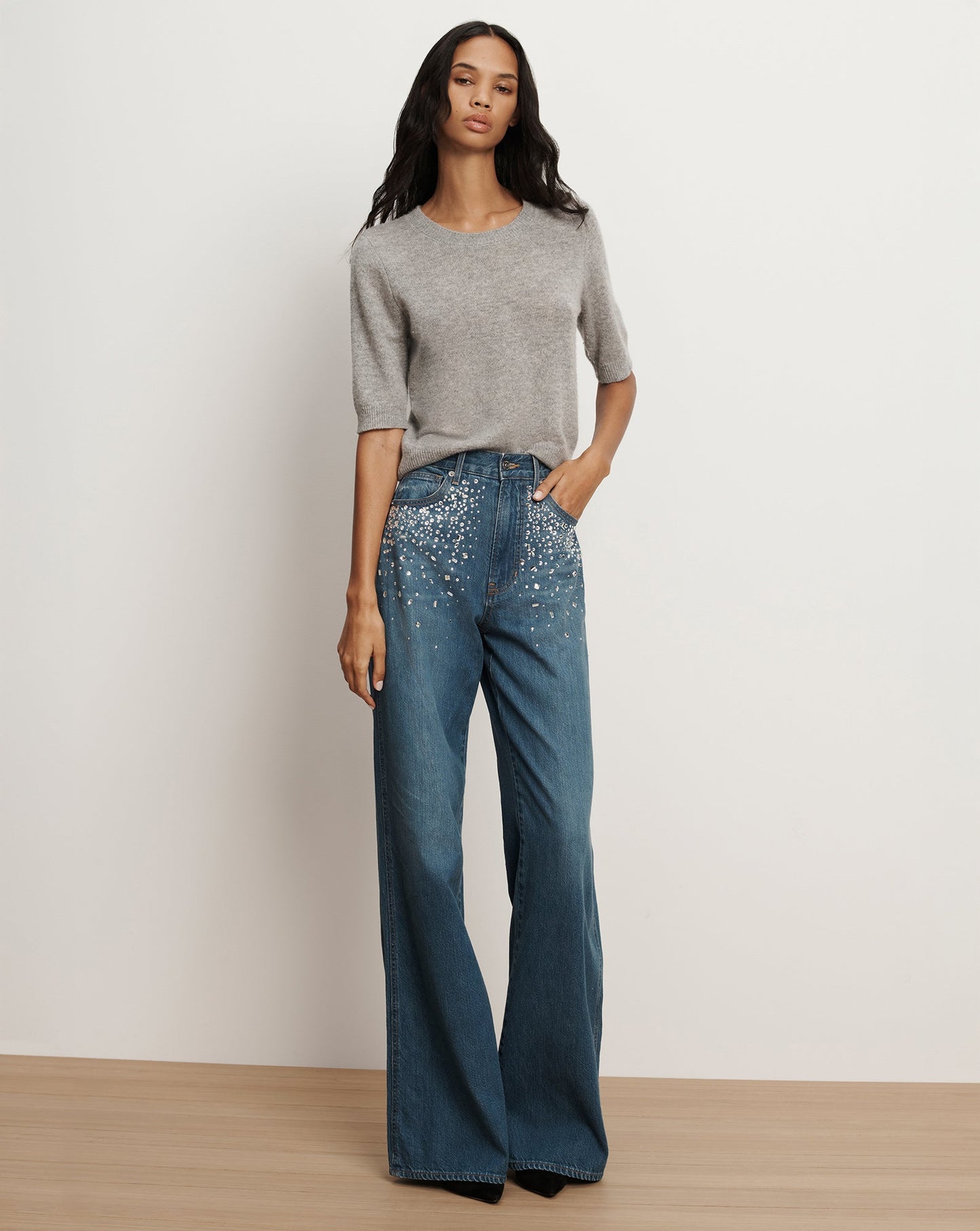 Kasey Crystal Wide-Leg Jean