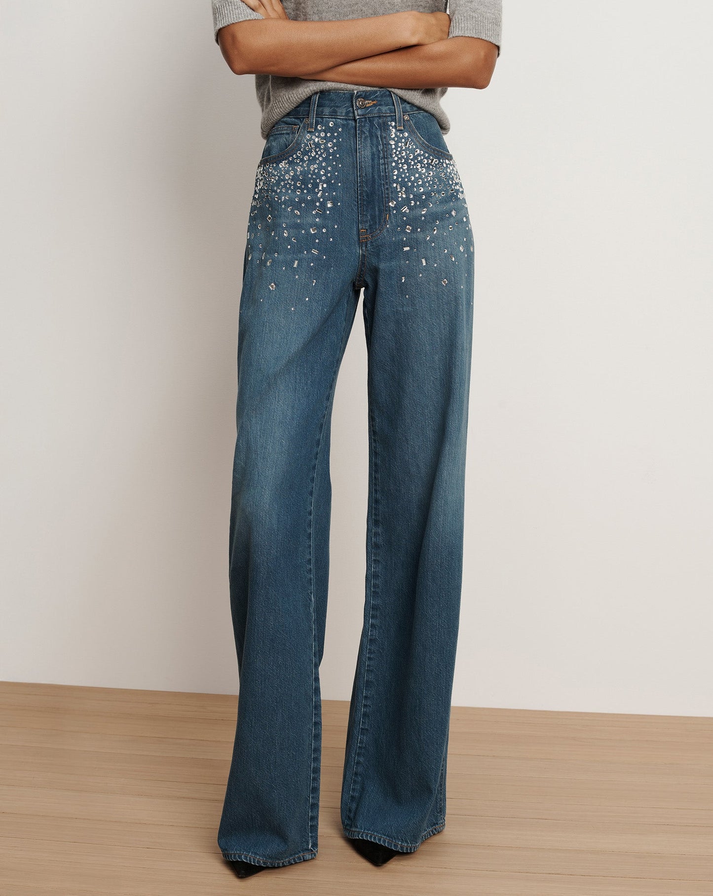 Kasey Crystal Wide-Leg Jean