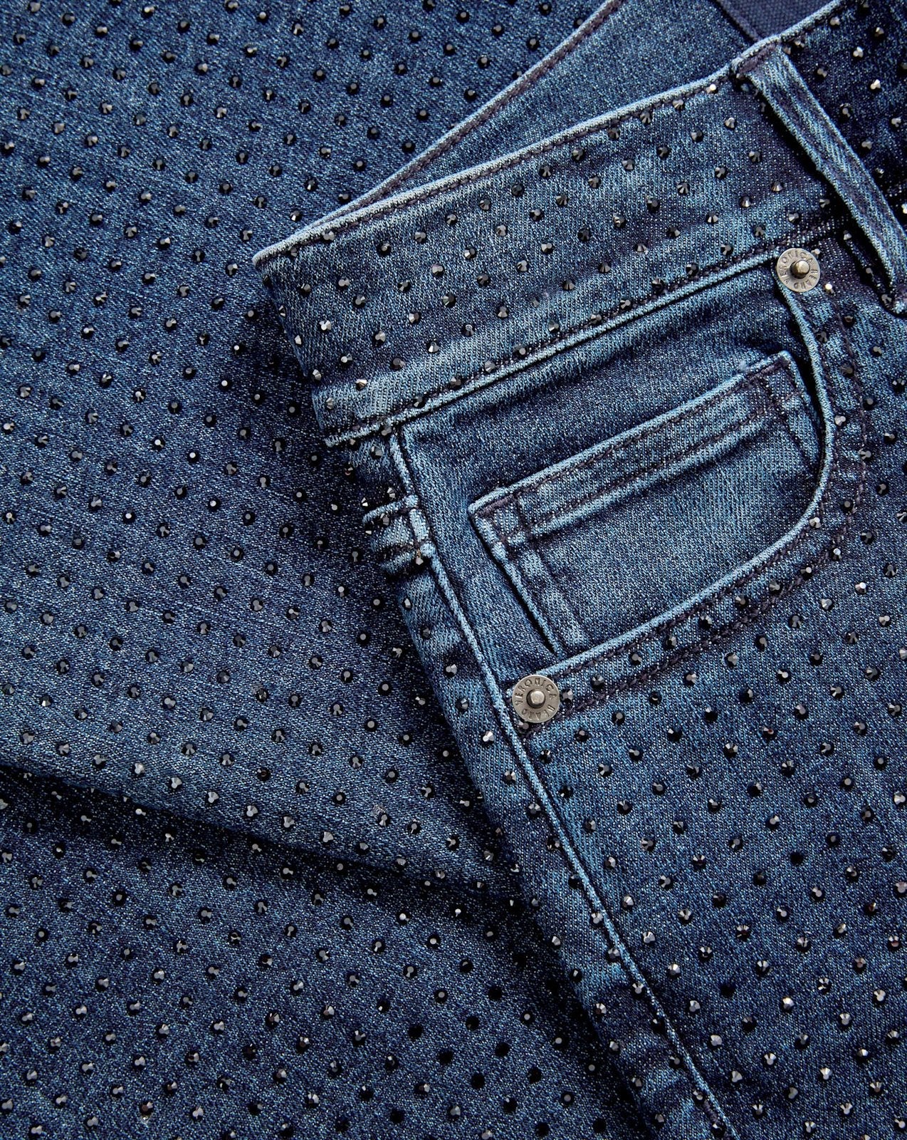 Beverly Rhinestone Skinny-Flare Jean