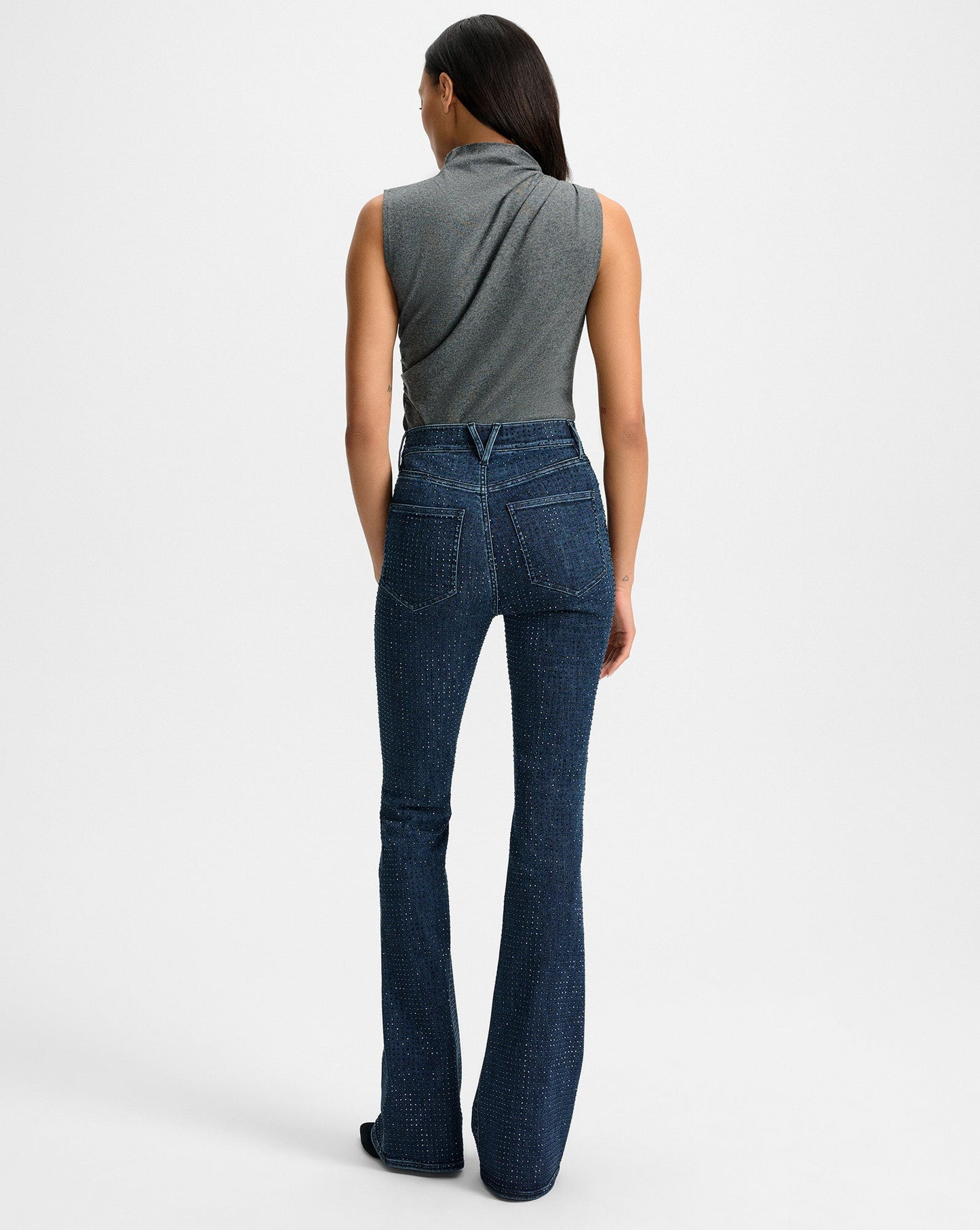 Beverly Rhinestone Skinny-Flare Jean