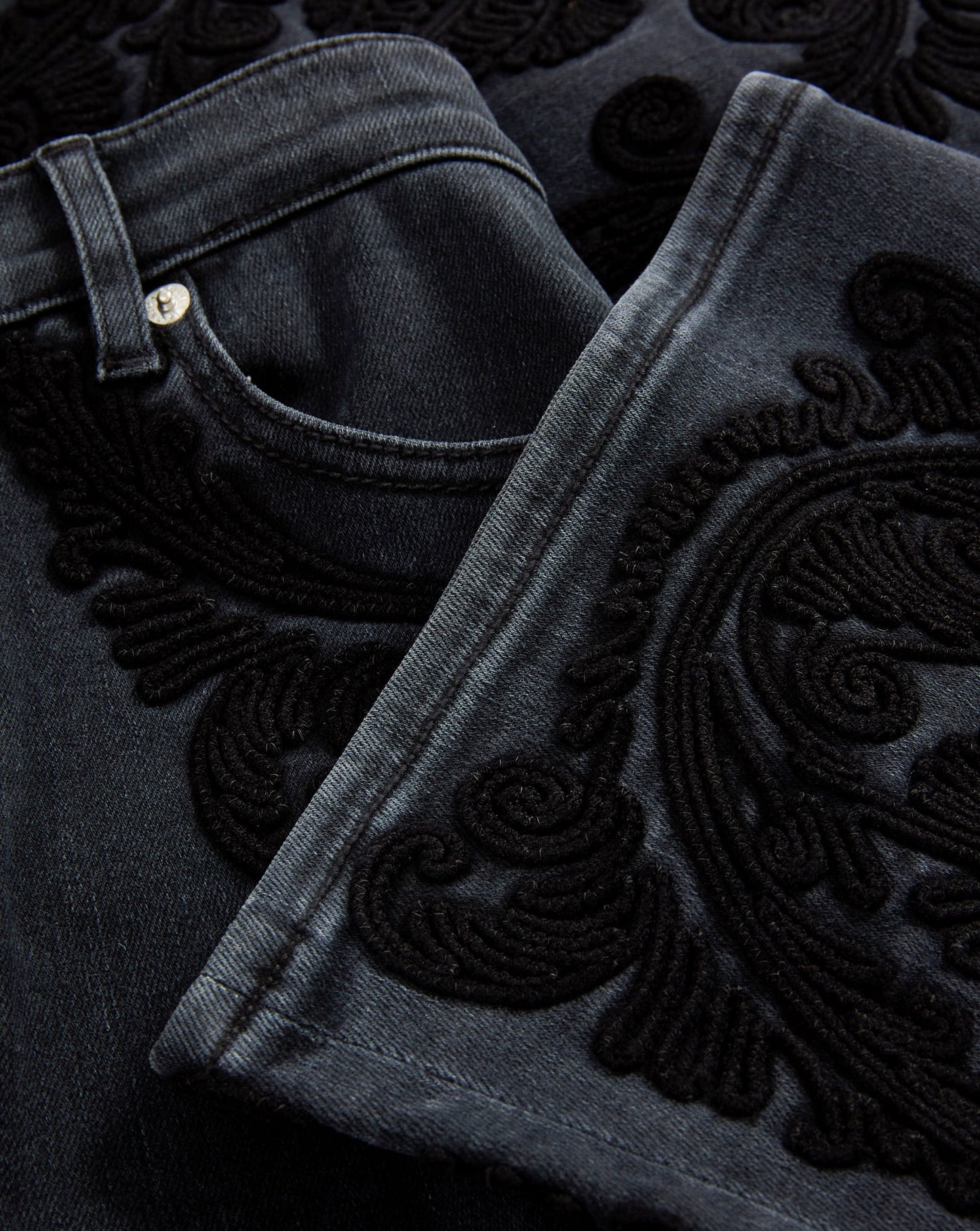 Crosbie Embroidered Slim Wide-Leg Jean