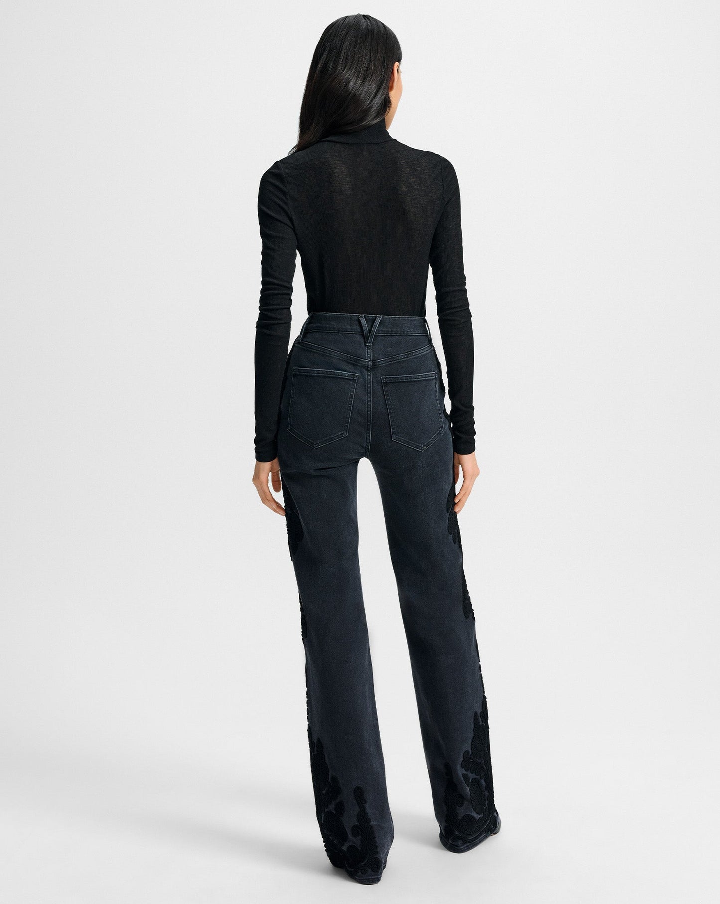 Crosbie Embroidered Slim Wide-Leg Jean