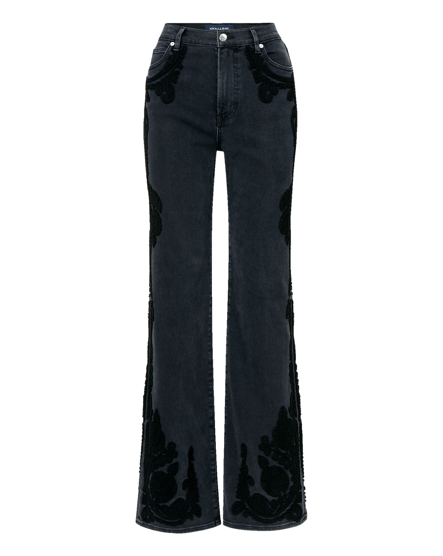 Crosbie Embroidered Slim Wide-Leg Jean