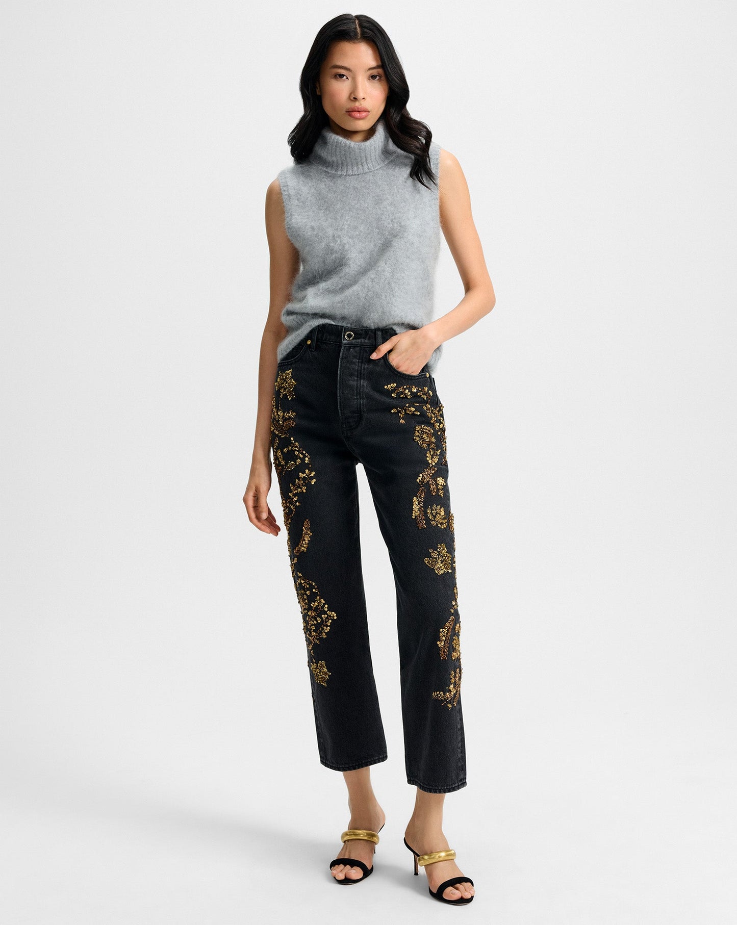 Daniela Embellished Straight-Leg Jean