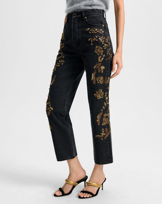 Daniela Embellished Straight-Leg Jean