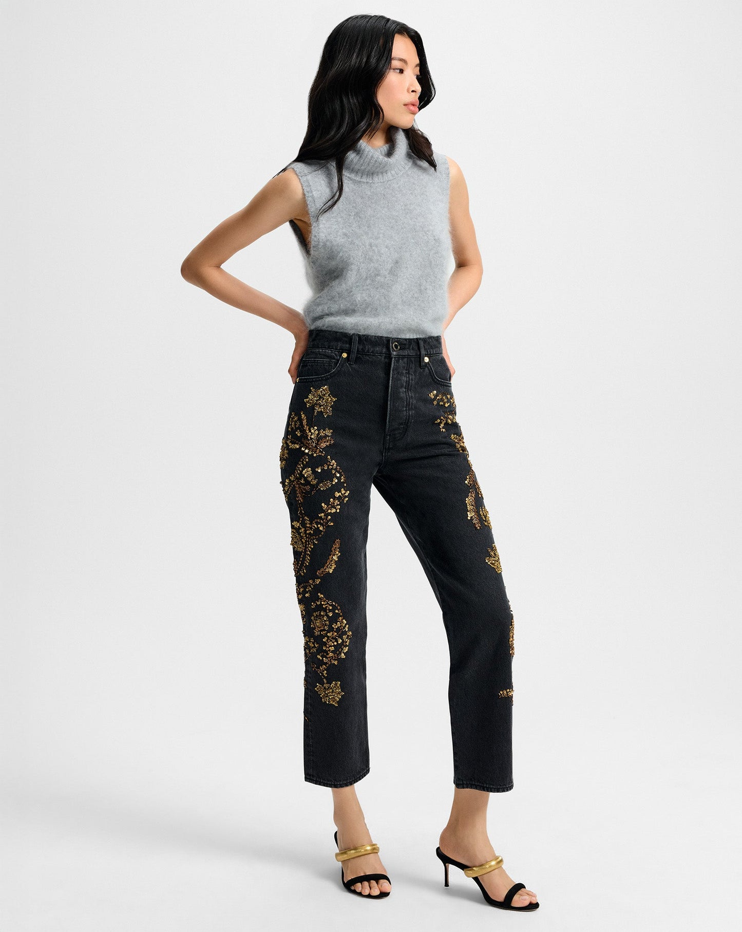 Daniela Embellished Straight-Leg Jean