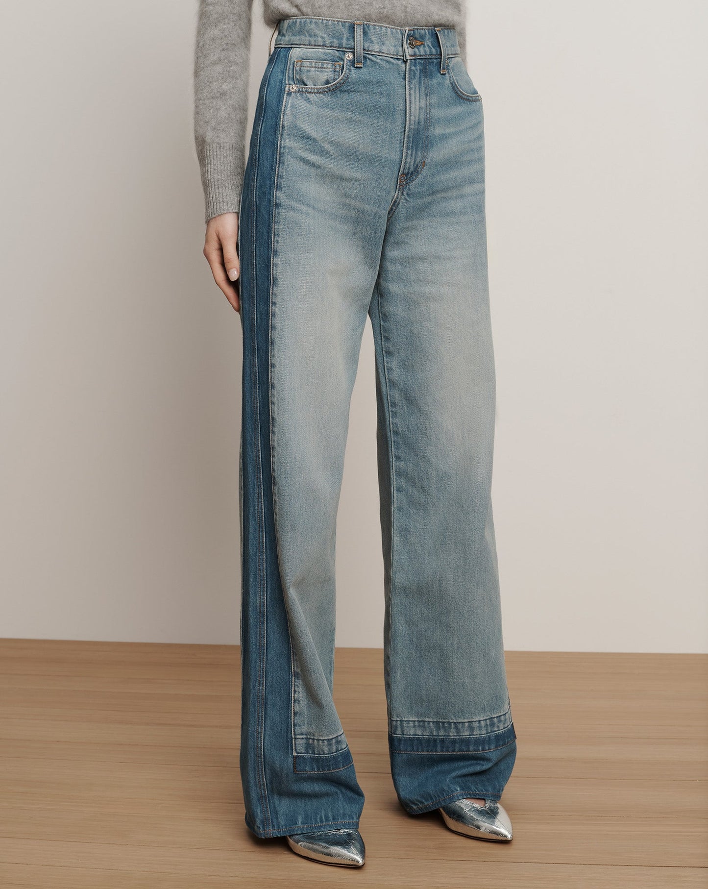Taylor Color-Block Wide-Leg Jean