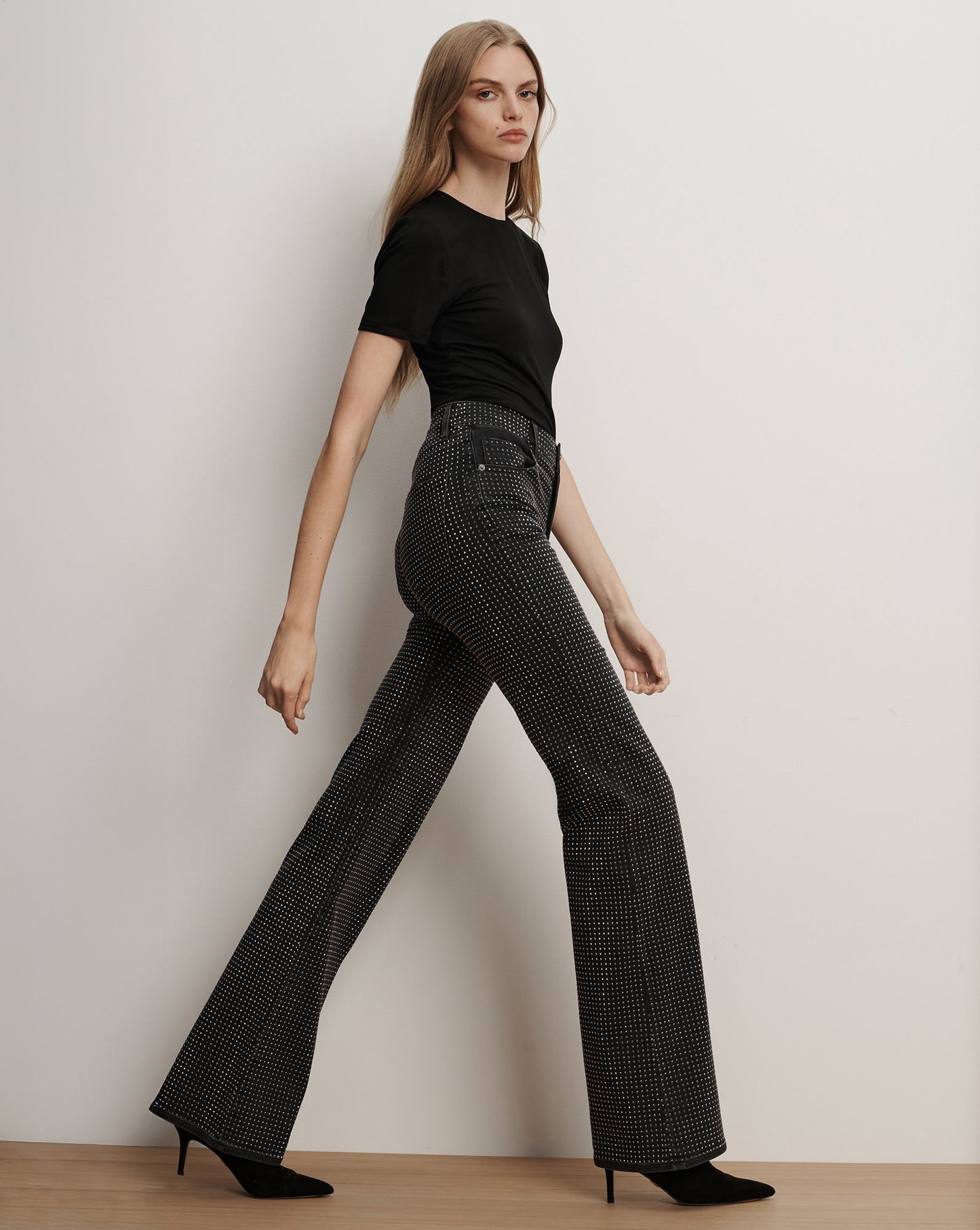 Crosbie Rhinestone Slim Wide-Leg Jean