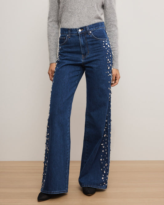 Kasey Embellished Wide-Leg Jean