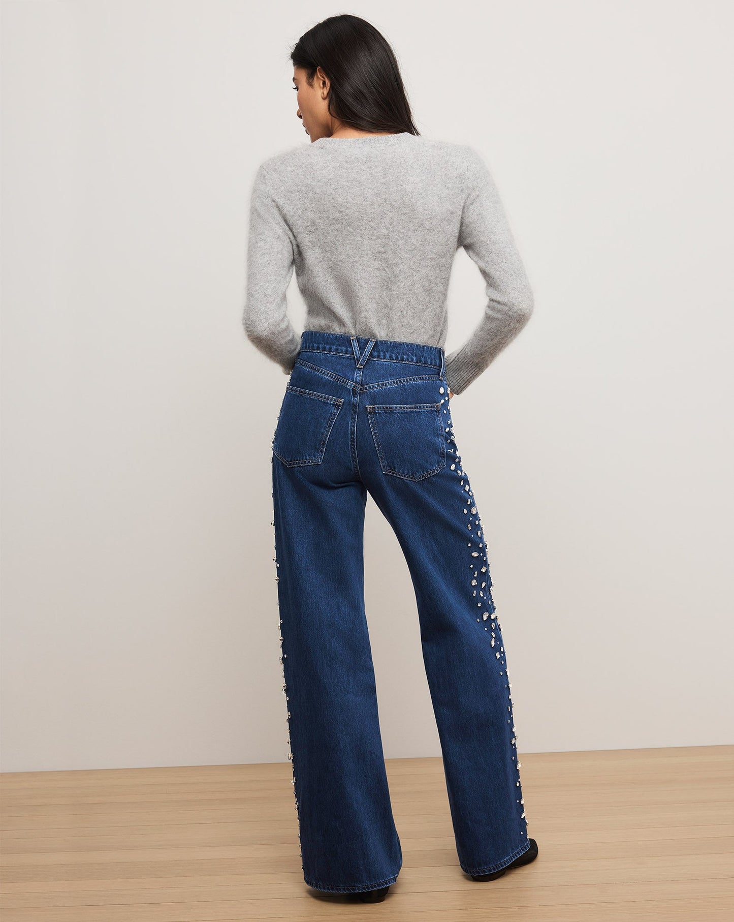 Kasey Embellished Wide-Leg Jean