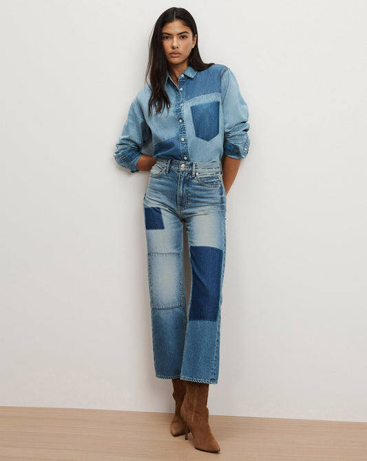 Dylan Patchwork Straight-Leg Jean