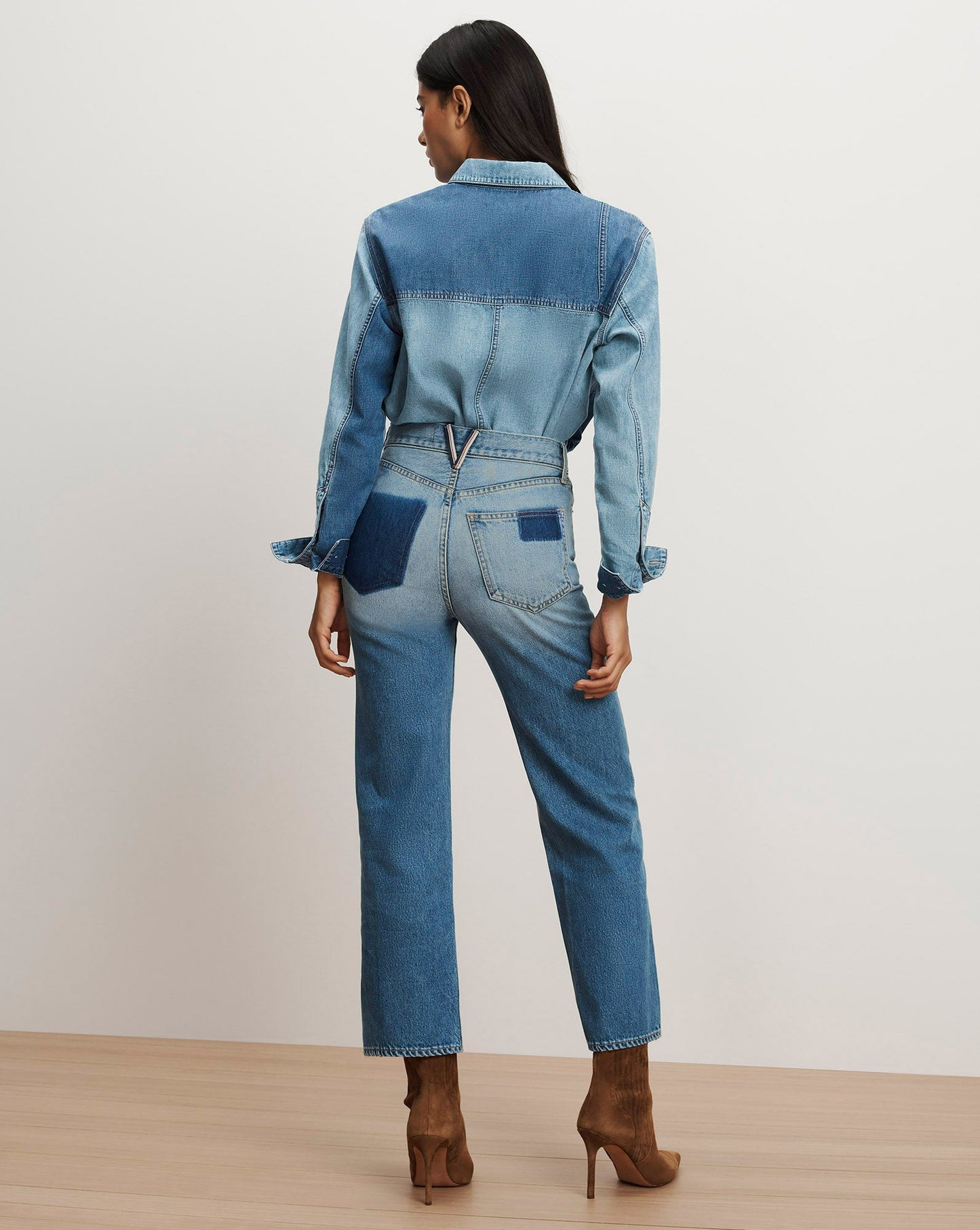 Dylan Patchwork Straight-Leg Jean