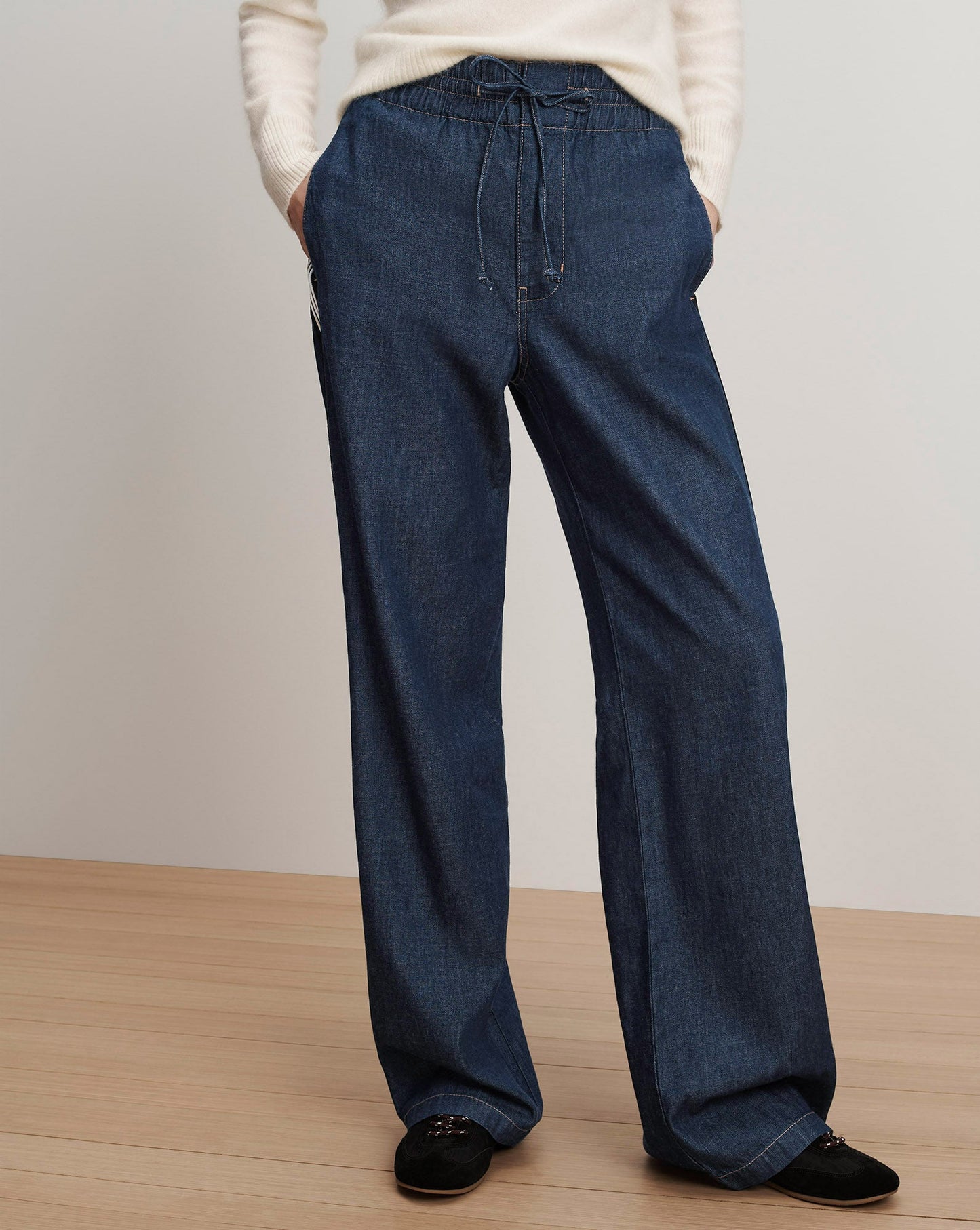 Taylor Track-Stripe Wide-Leg Jean
