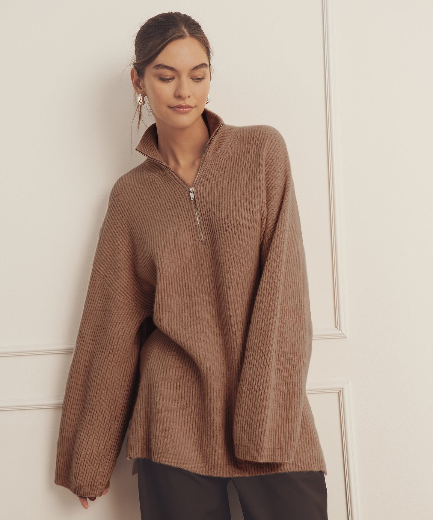 Luxe Cashmere Fisherman Quarter Zip Tunic