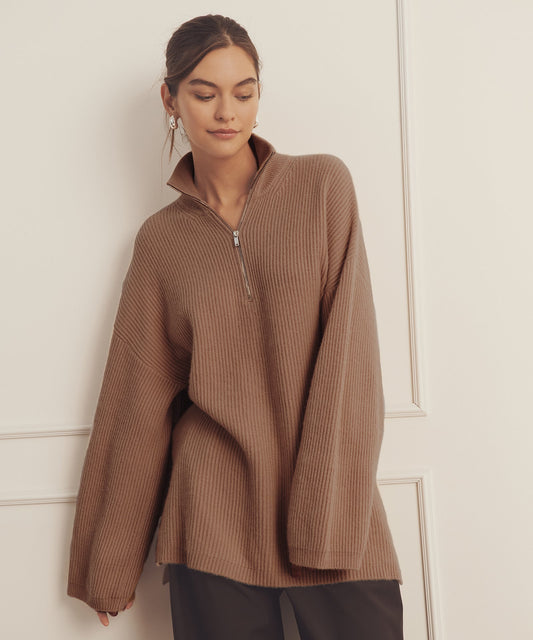 Luxe Cashmere Fisherman Quarter Zip Tunic