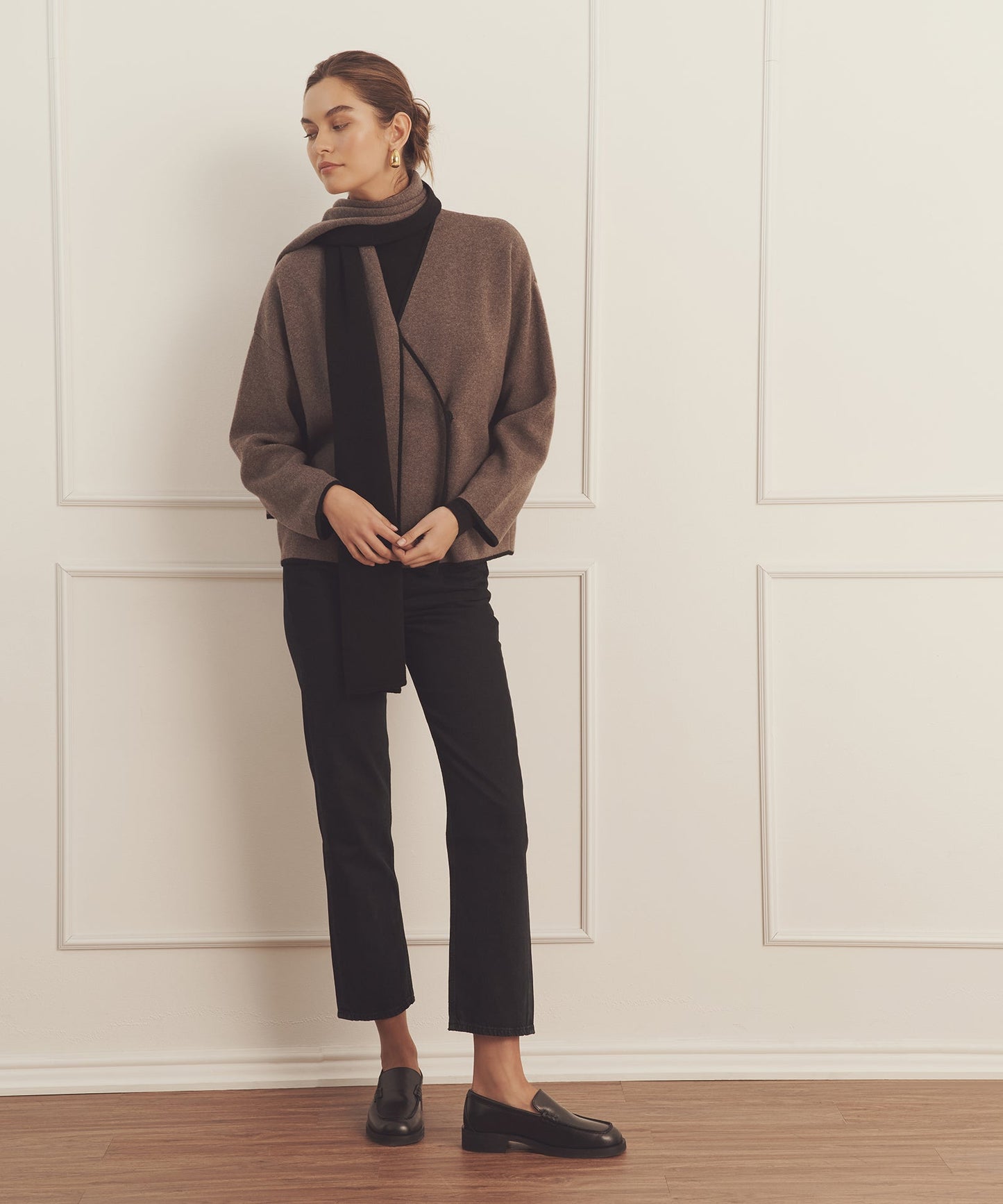 Luxe Cashmere Sweater Jacket with Scarf