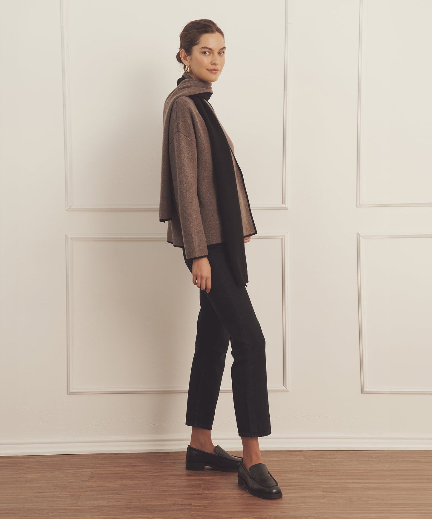 Luxe Cashmere Sweater Jacket with Scarf