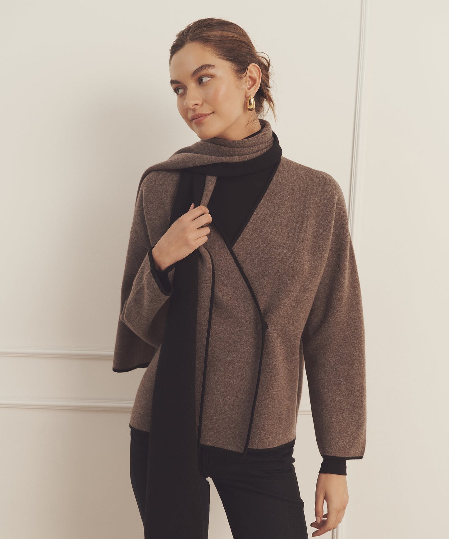 Luxe Cashmere Sweater Jacket with Scarf