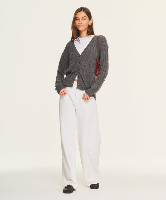 Lightweight Cashmere Cable Oversized Cardigan