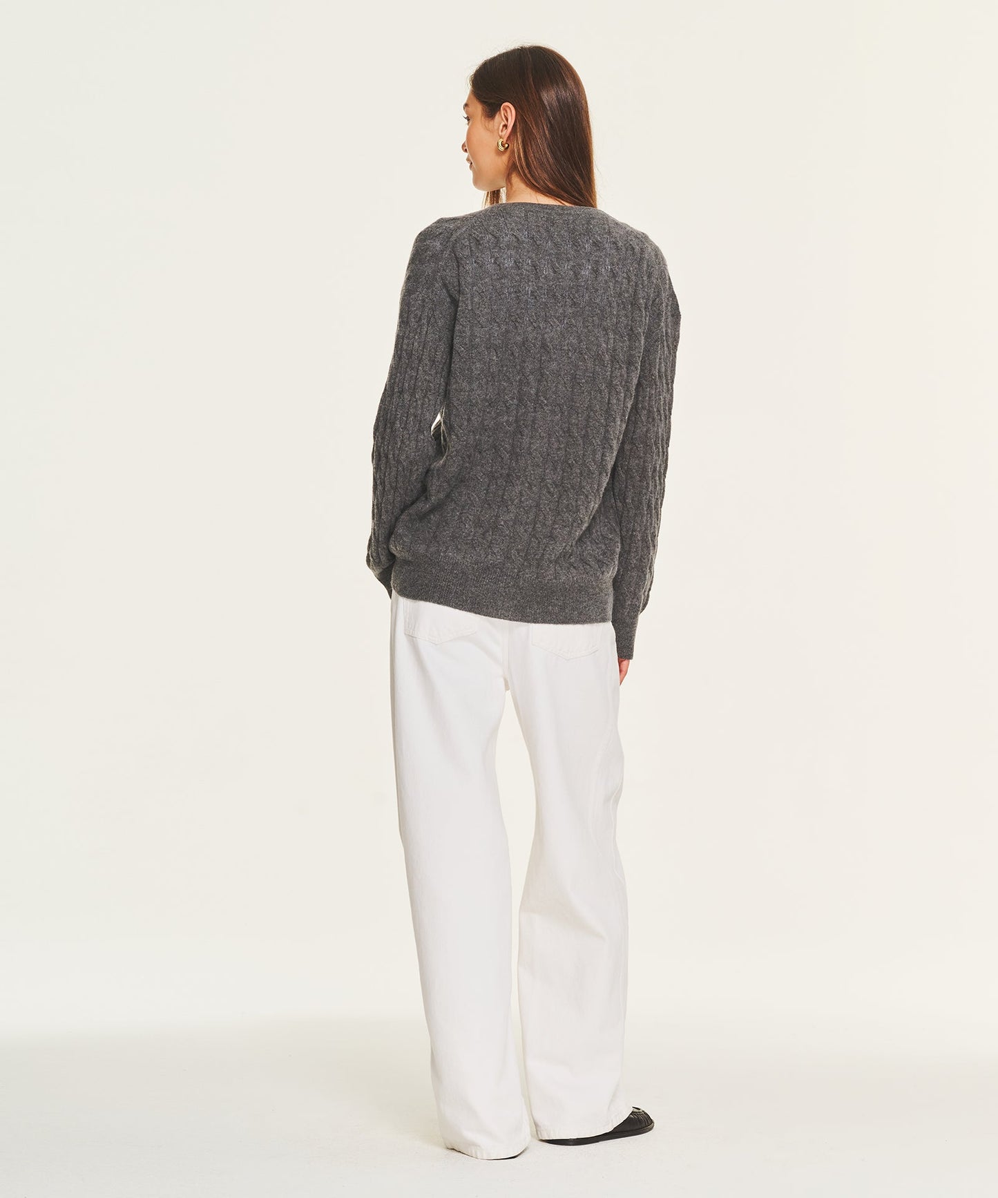 Lightweight Cashmere Cable Oversized Cardigan
