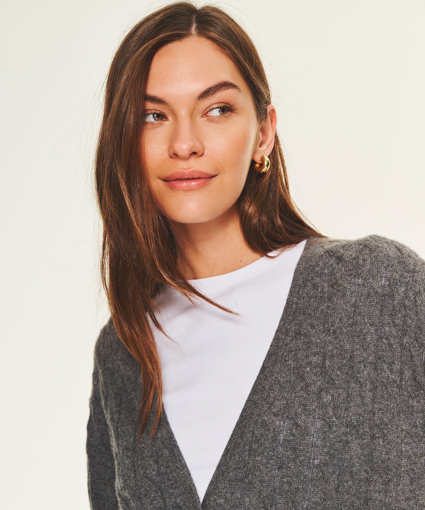 Lightweight Cashmere Cable Oversized Cardigan