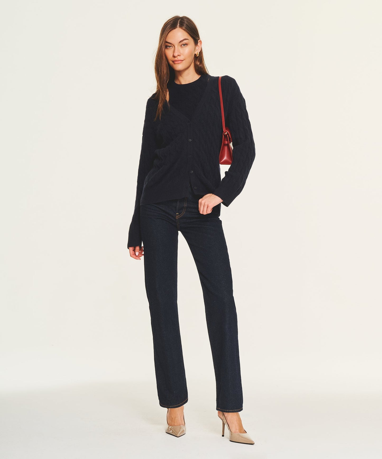 Lightweight Cashmere Cable Oversized Cardigan