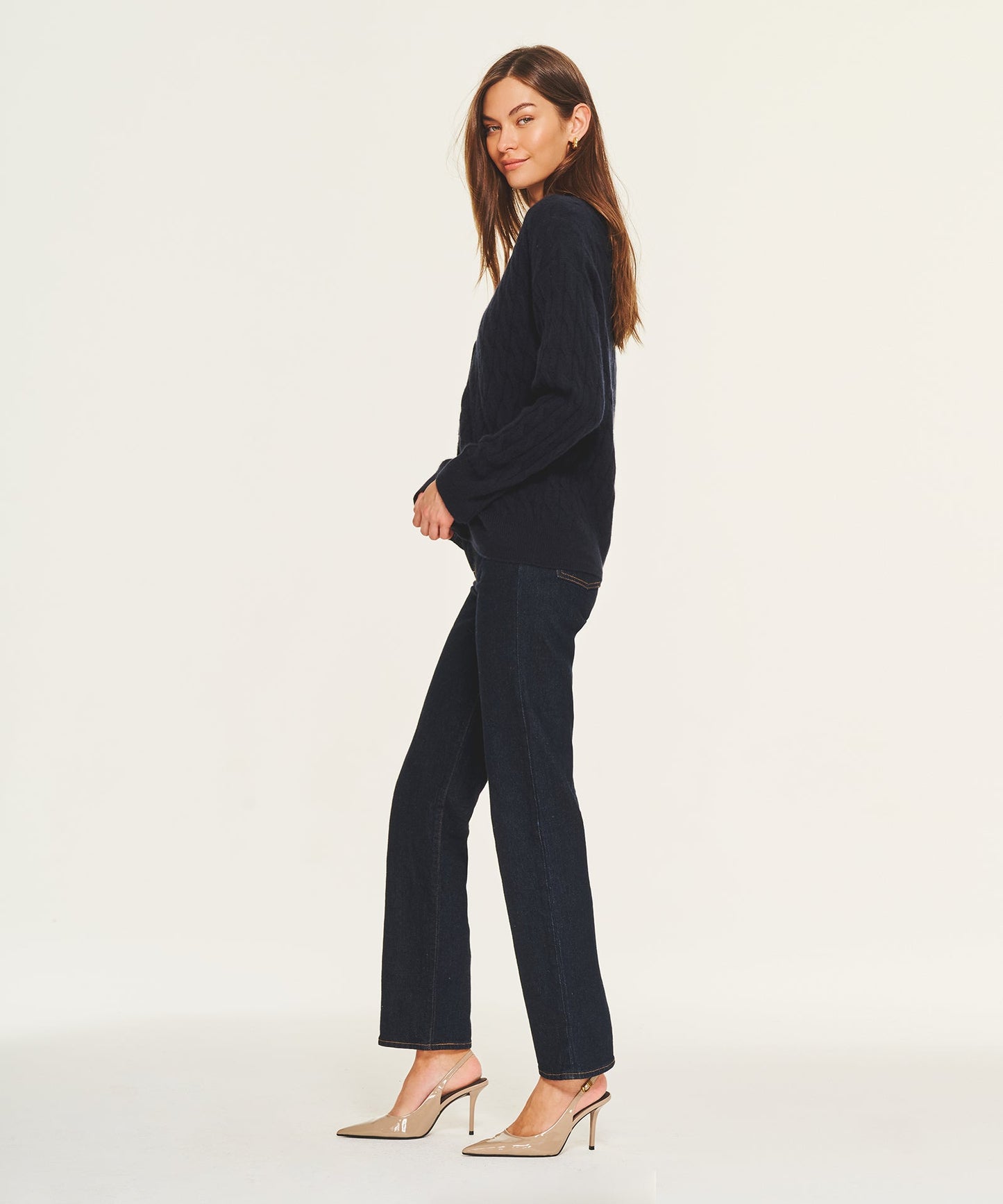 Lightweight Cashmere Cable Oversized Cardigan