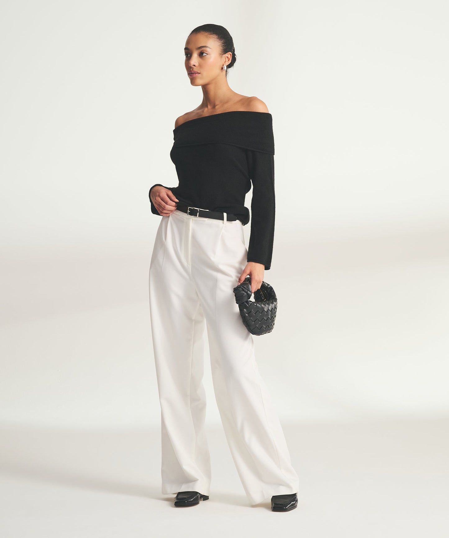 Lightweight Cashmere Off The Shoulder Top