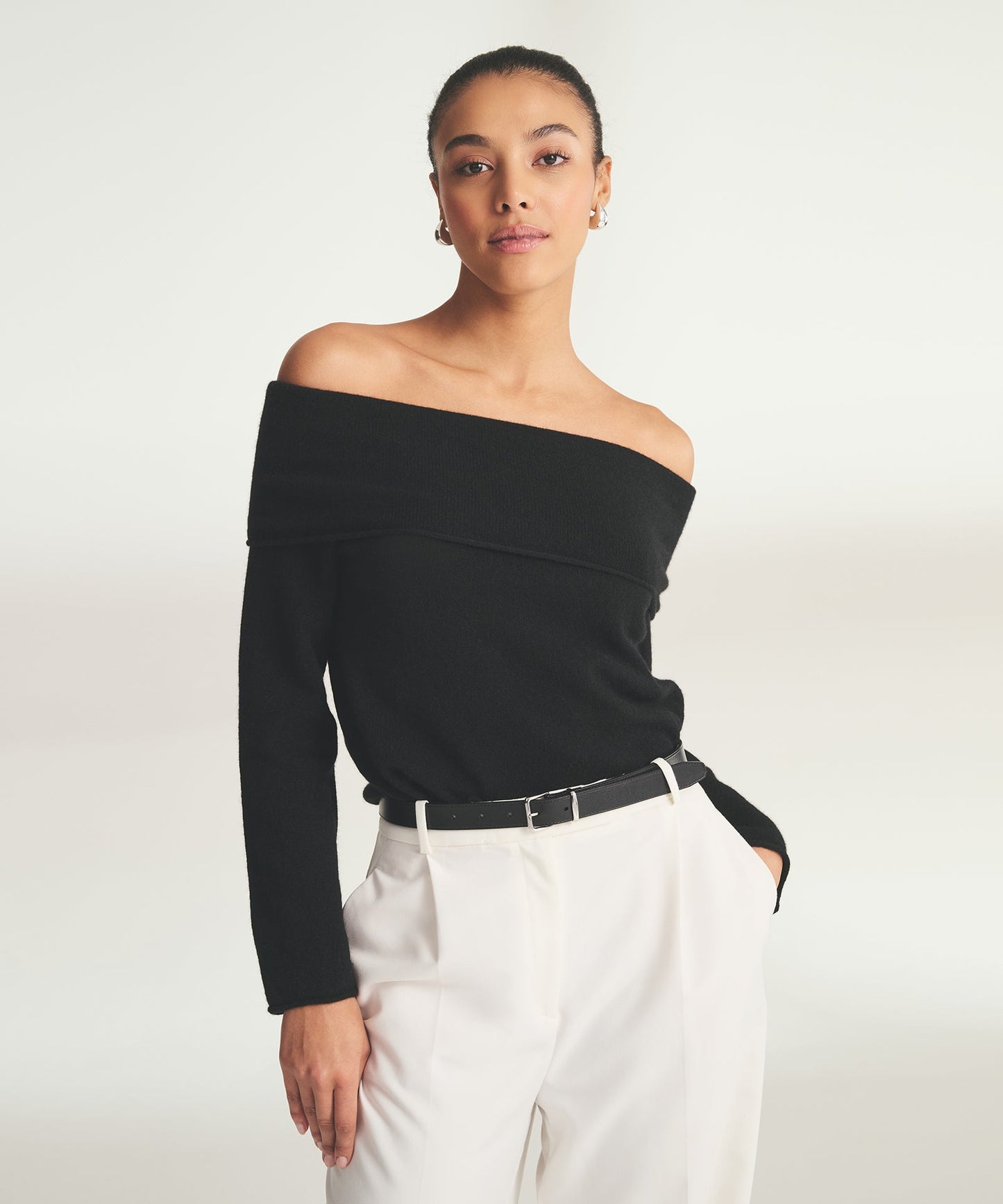 Lightweight Cashmere Off The Shoulder Top