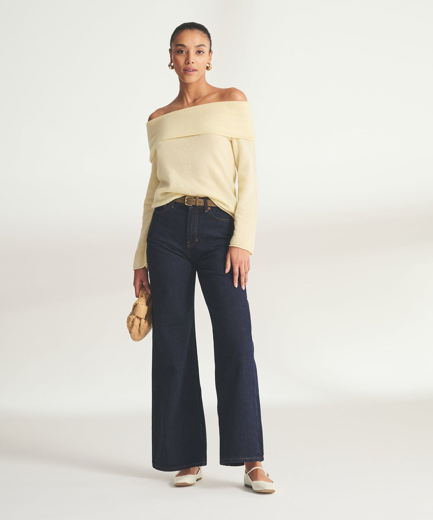 Lightweight Cashmere Off The Shoulder Top
